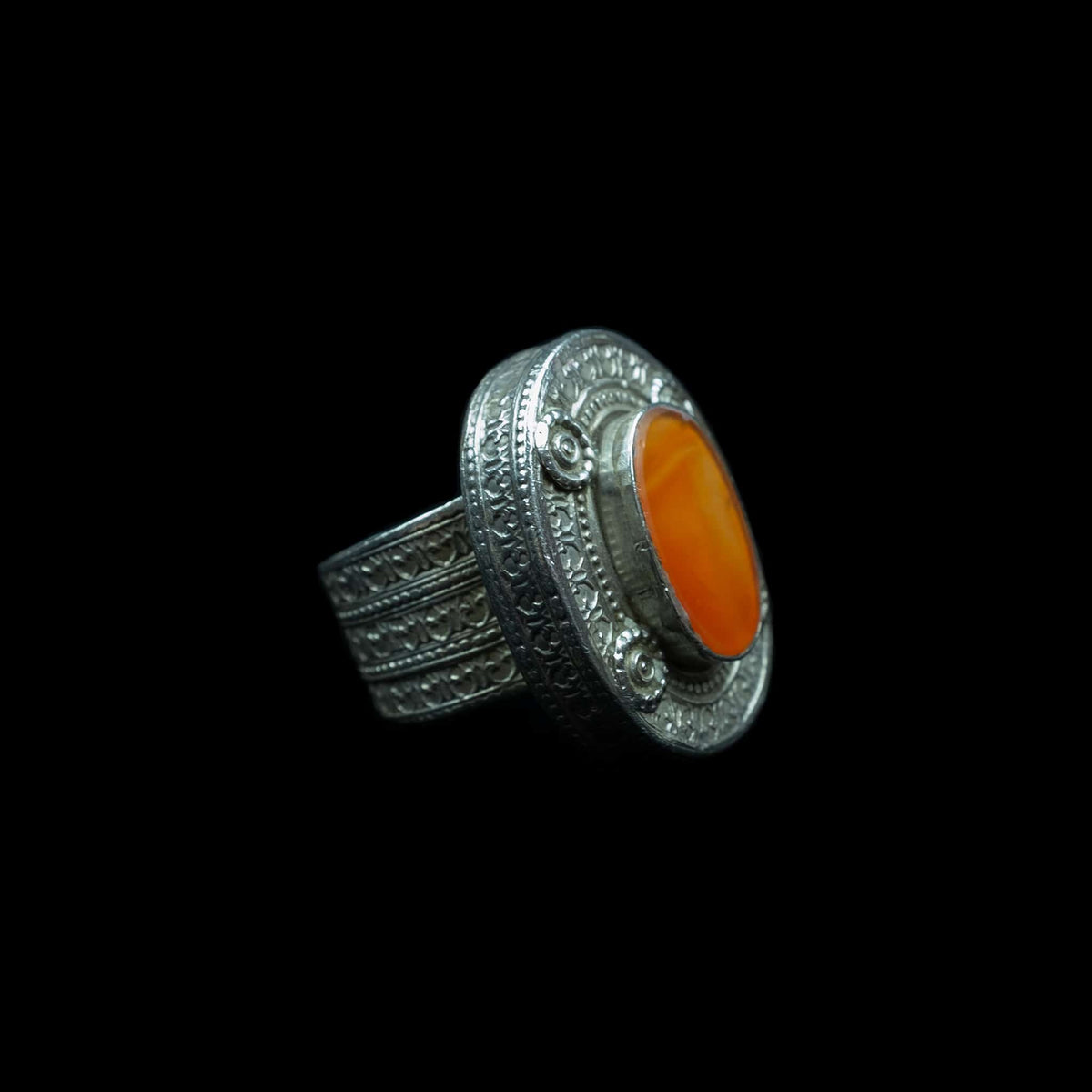 Antique Turkmen Carnelian and high quality Turquoise Ring