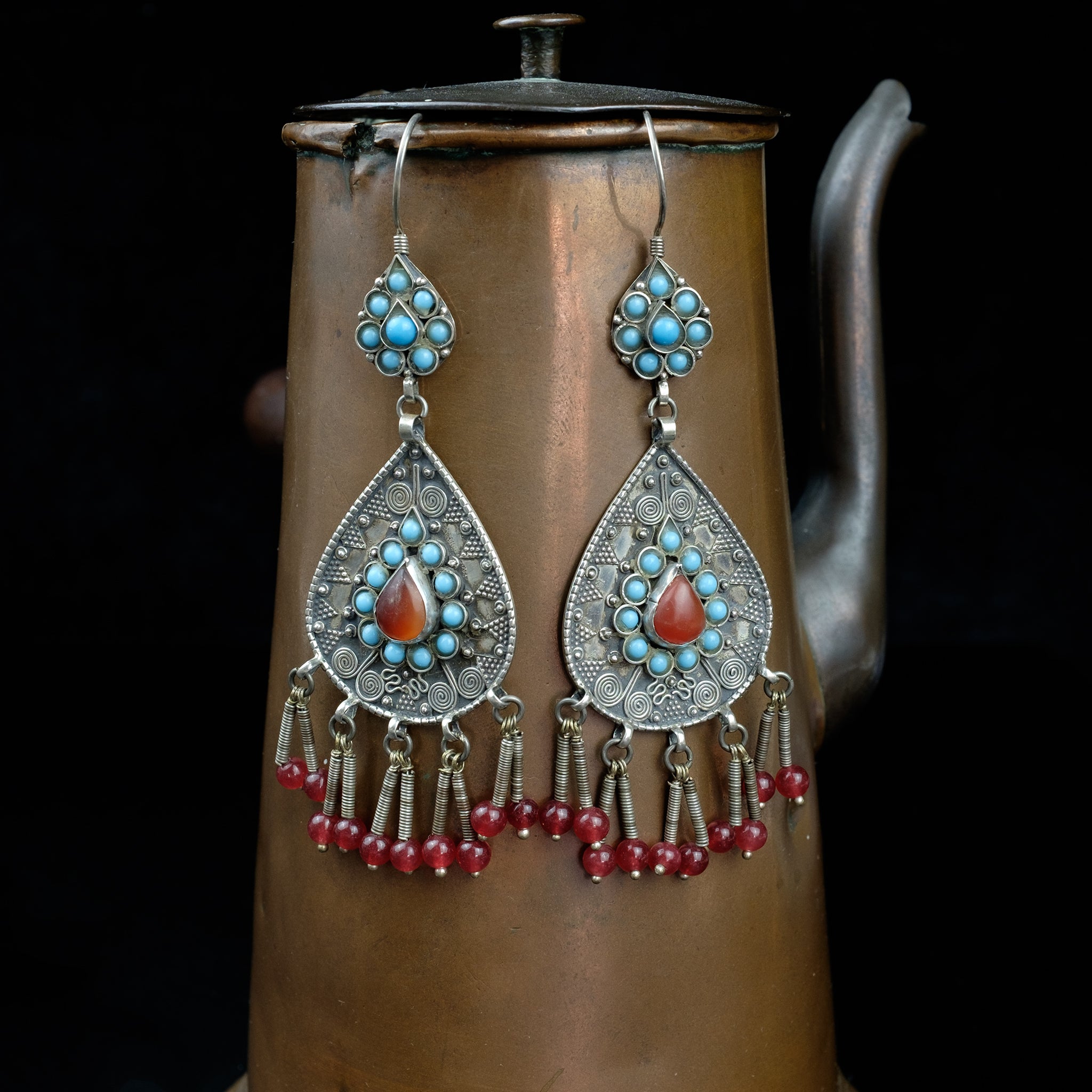 Silver Afghan Earrings