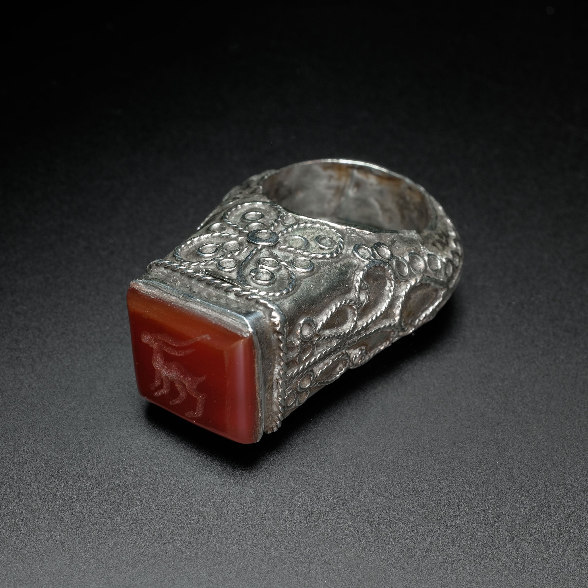 Vintage Afghan Silver Intaglio Ring, Central Asia