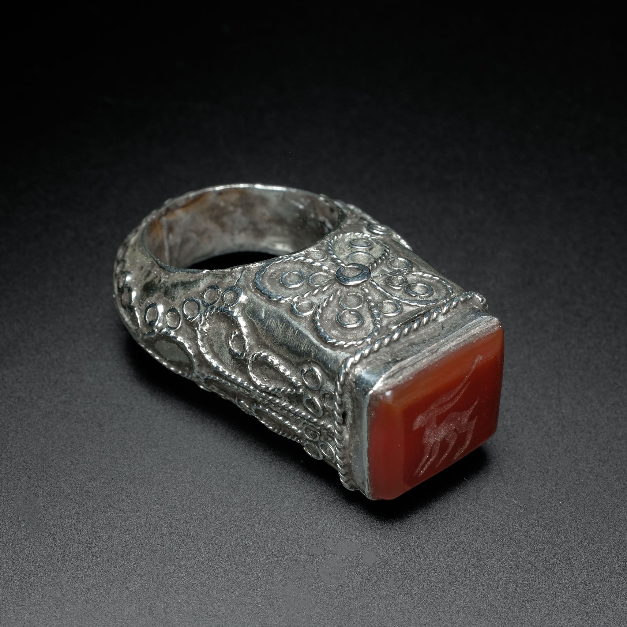 Vintage Afghan Silver Intaglio Ring, Central Asia