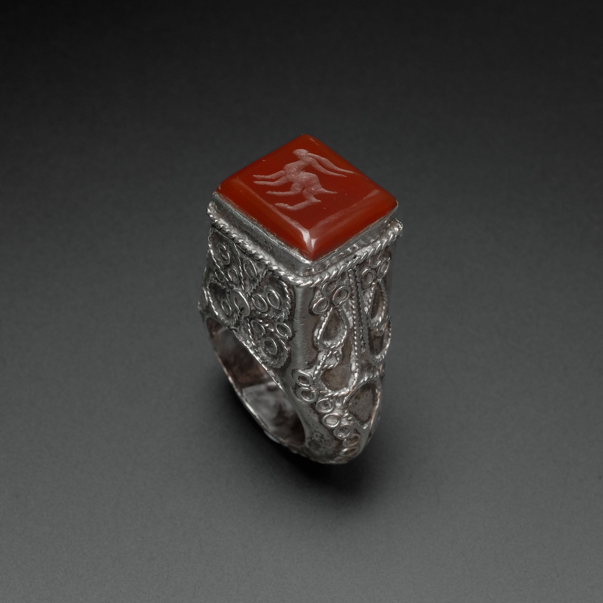 Vintage Afghan Silver Intaglio Ring, Central Asia