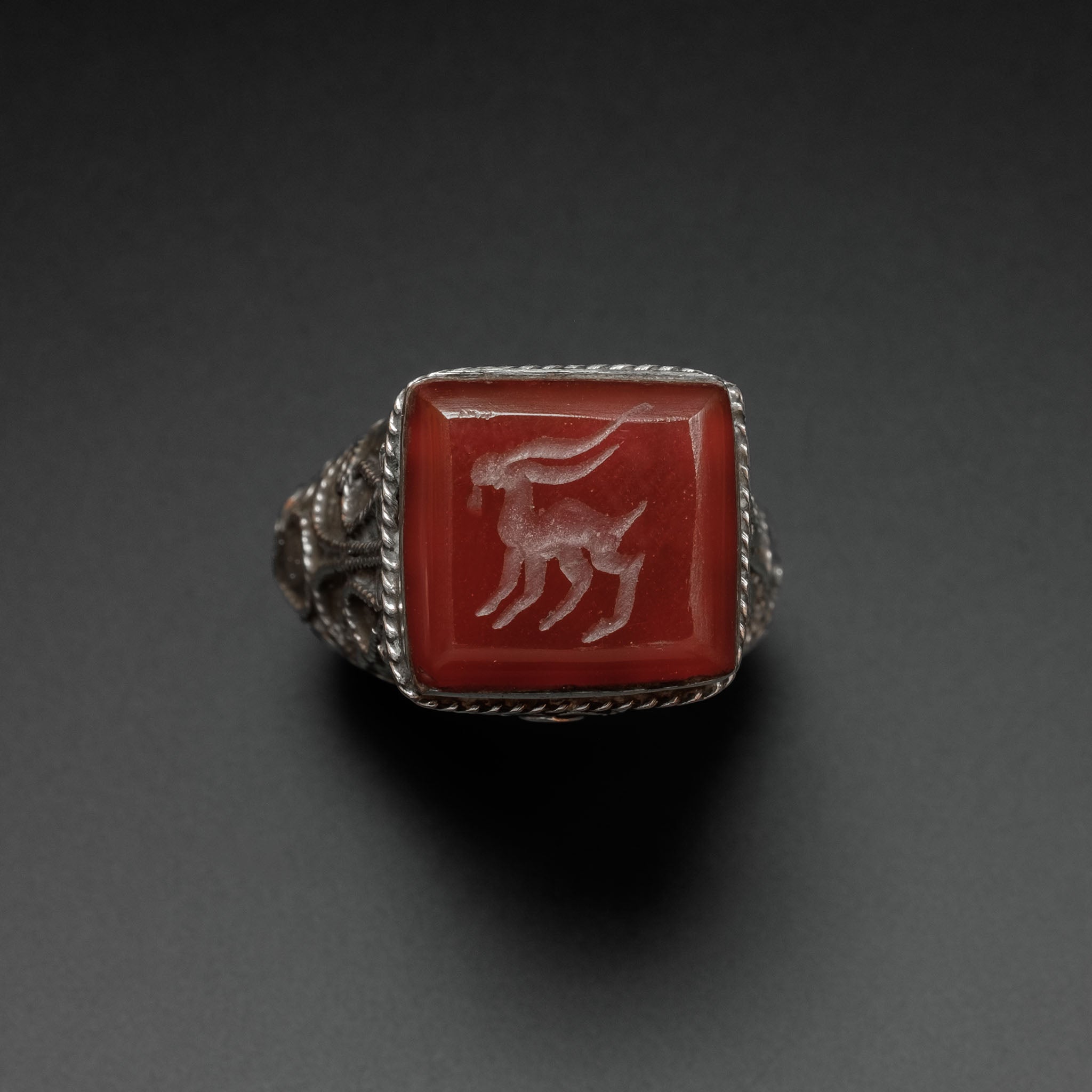 Vintage Afghan Silver Intaglio Ring, Central Asia