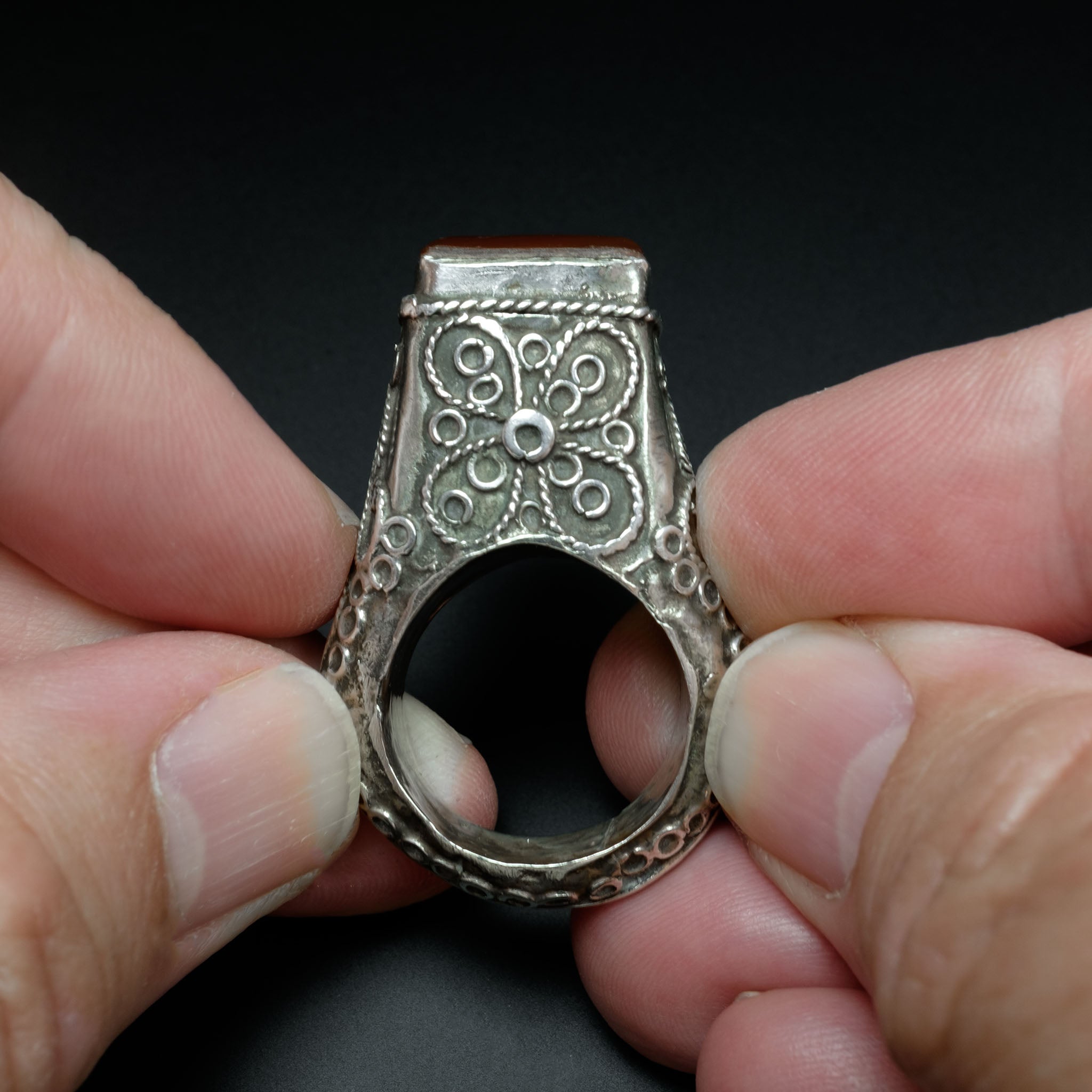 Vintage Afghan Silver Intaglio Ring, Central Asia