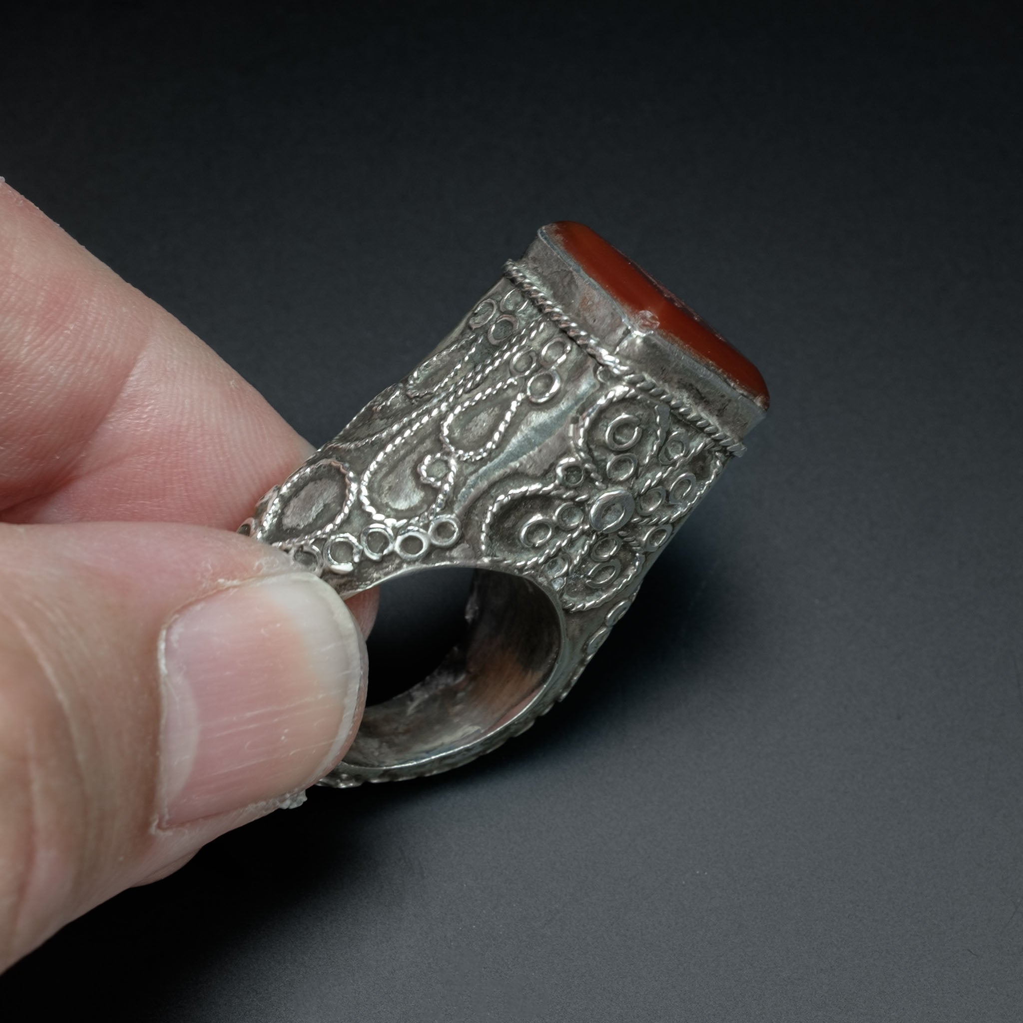 Vintage Afghan Silver Intaglio Ring, Central Asia