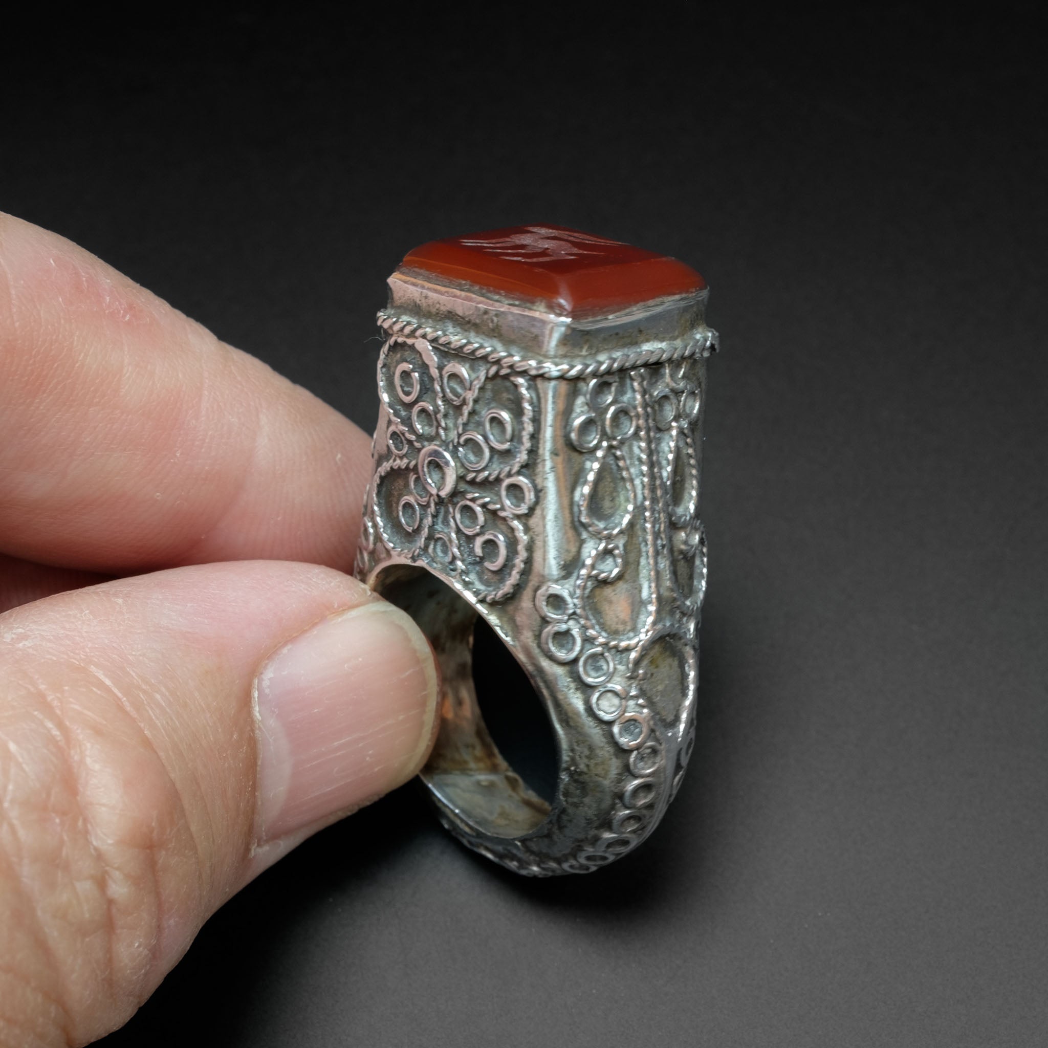 Vintage Afghan Silver Intaglio Ring, Central Asia