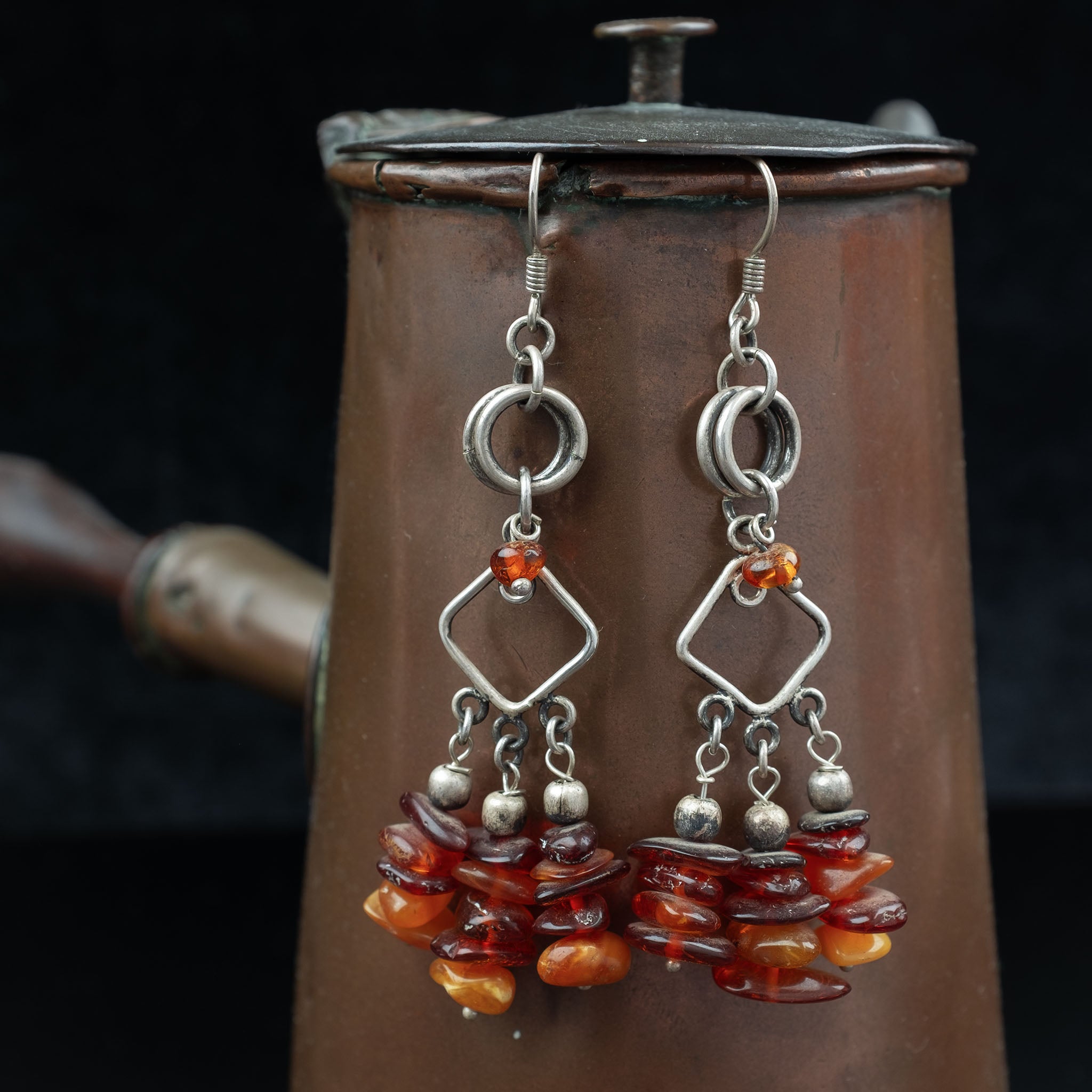 Silver & Amber Earrings, Morocco