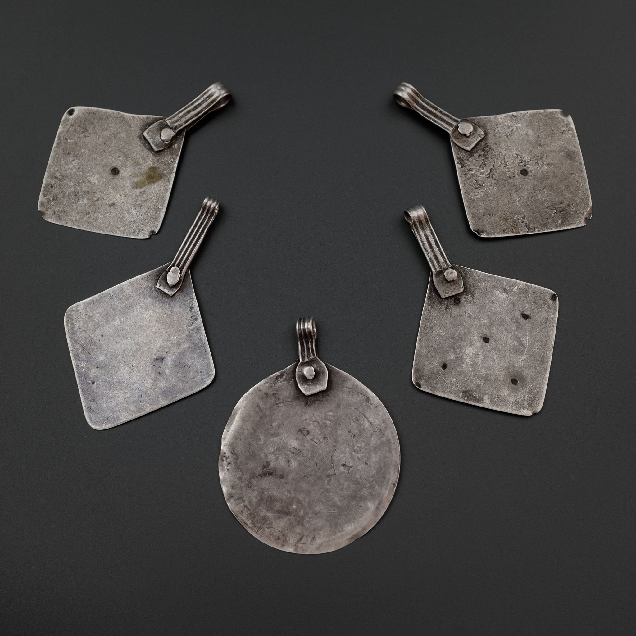 Old Large Silver Amazigh (Berber) Pendants x 5, Morocco