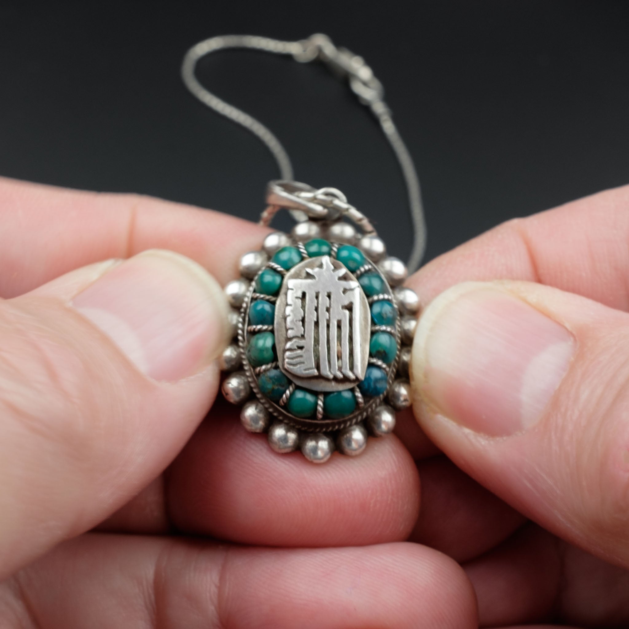 Vintage Silver Tibetan Buddhist Pendant - Hallmarked