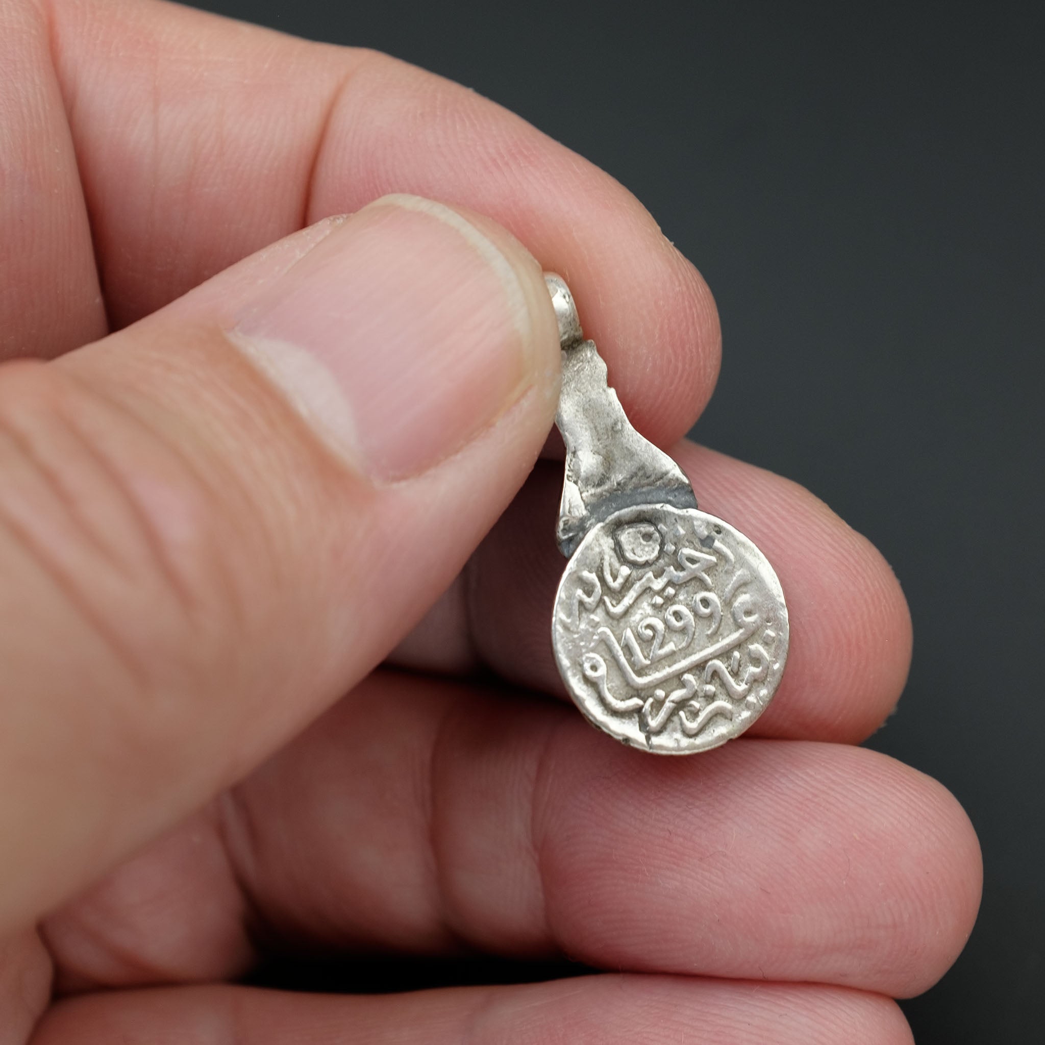 Antique Silver Coin & Hamsa Pendants, Morocco