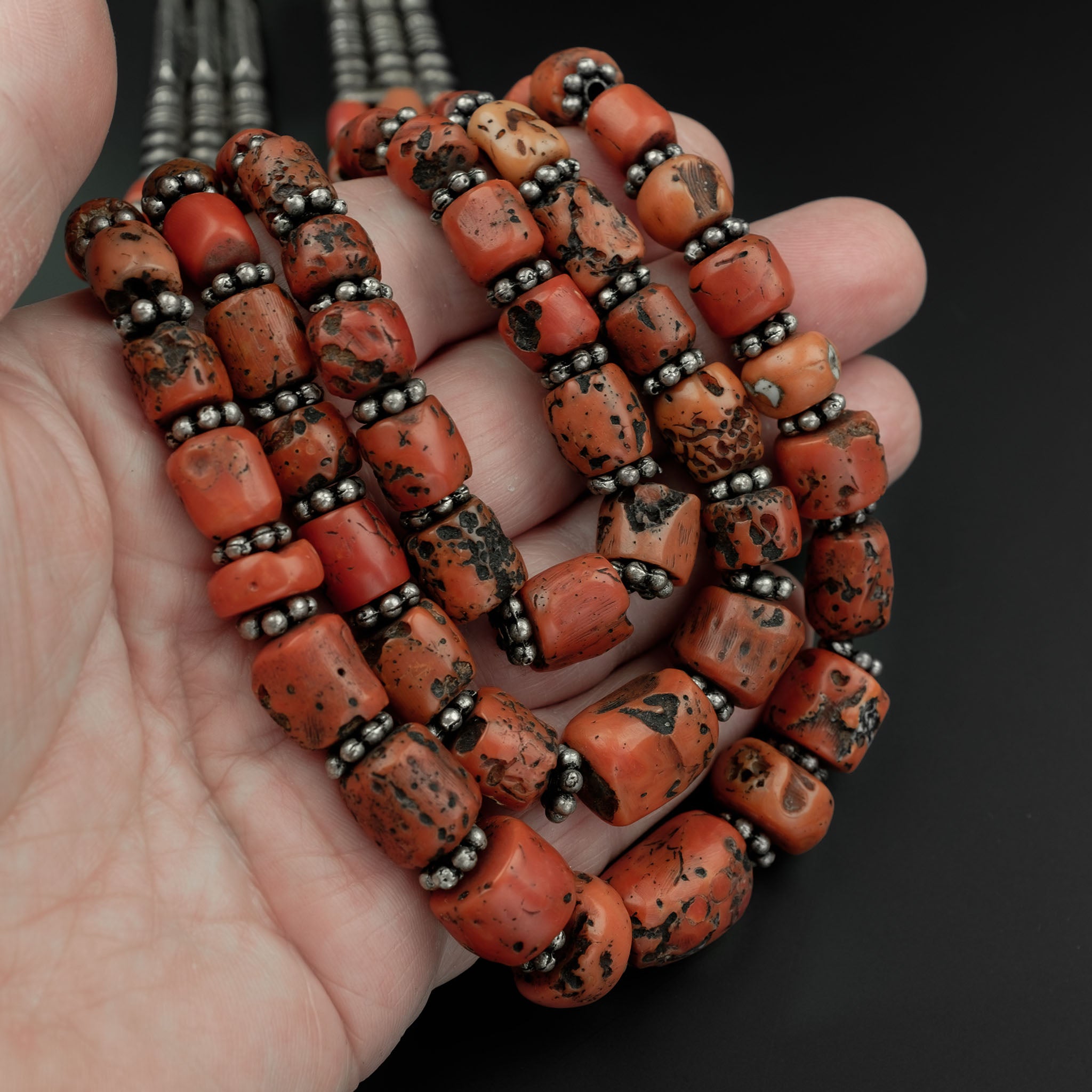 Magnificent Vintage Mediterranean Coral & Silver Necklace