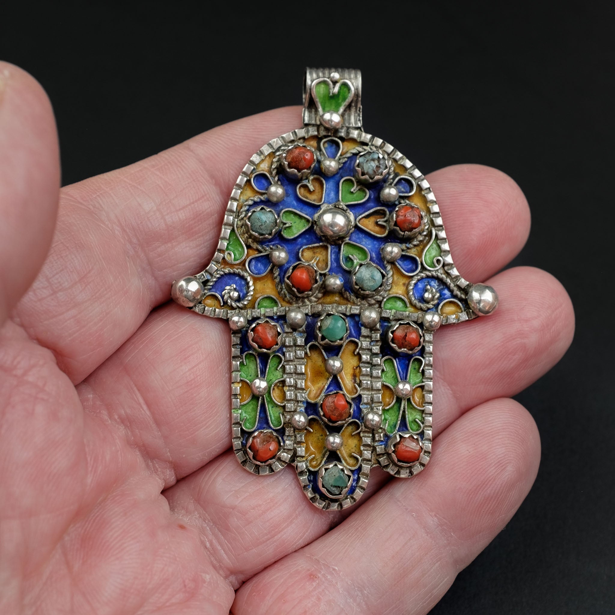 Large Vintage Silver Moroccan Khamsa (Hamsa) Pendant