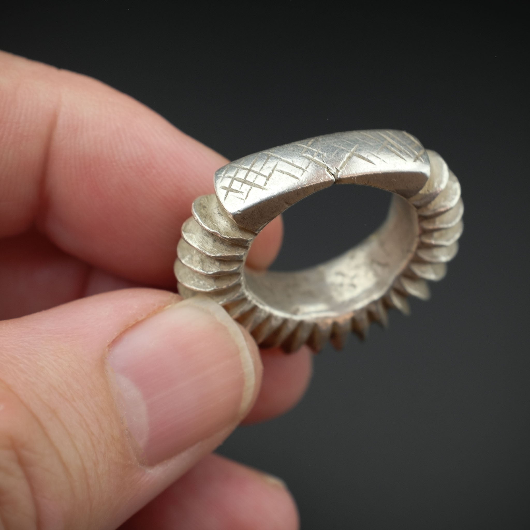 Vintage Silver Fulani Tribal Ring, Mali