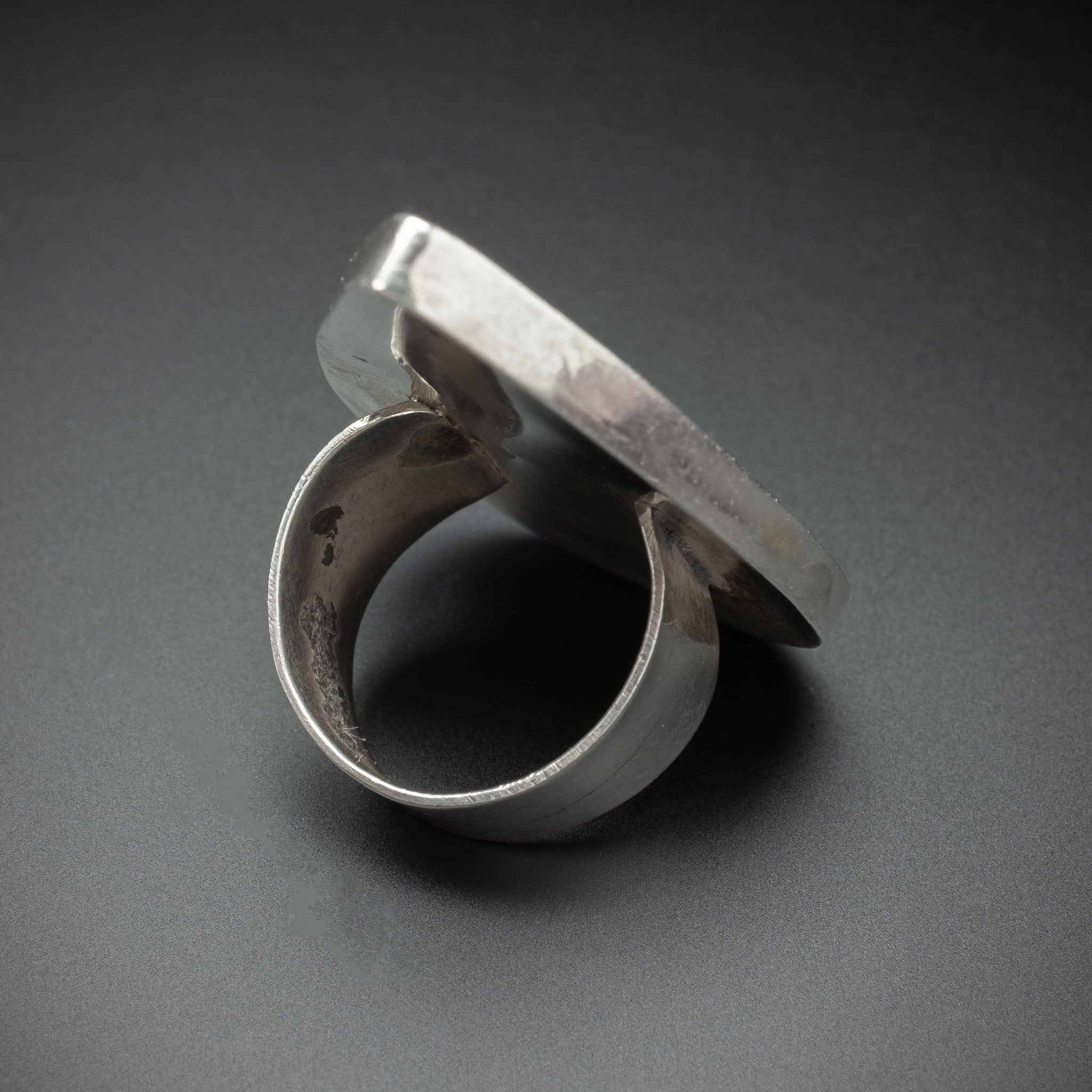 Large Silver Kazakh Style Teardrop Ring, Afghanistan