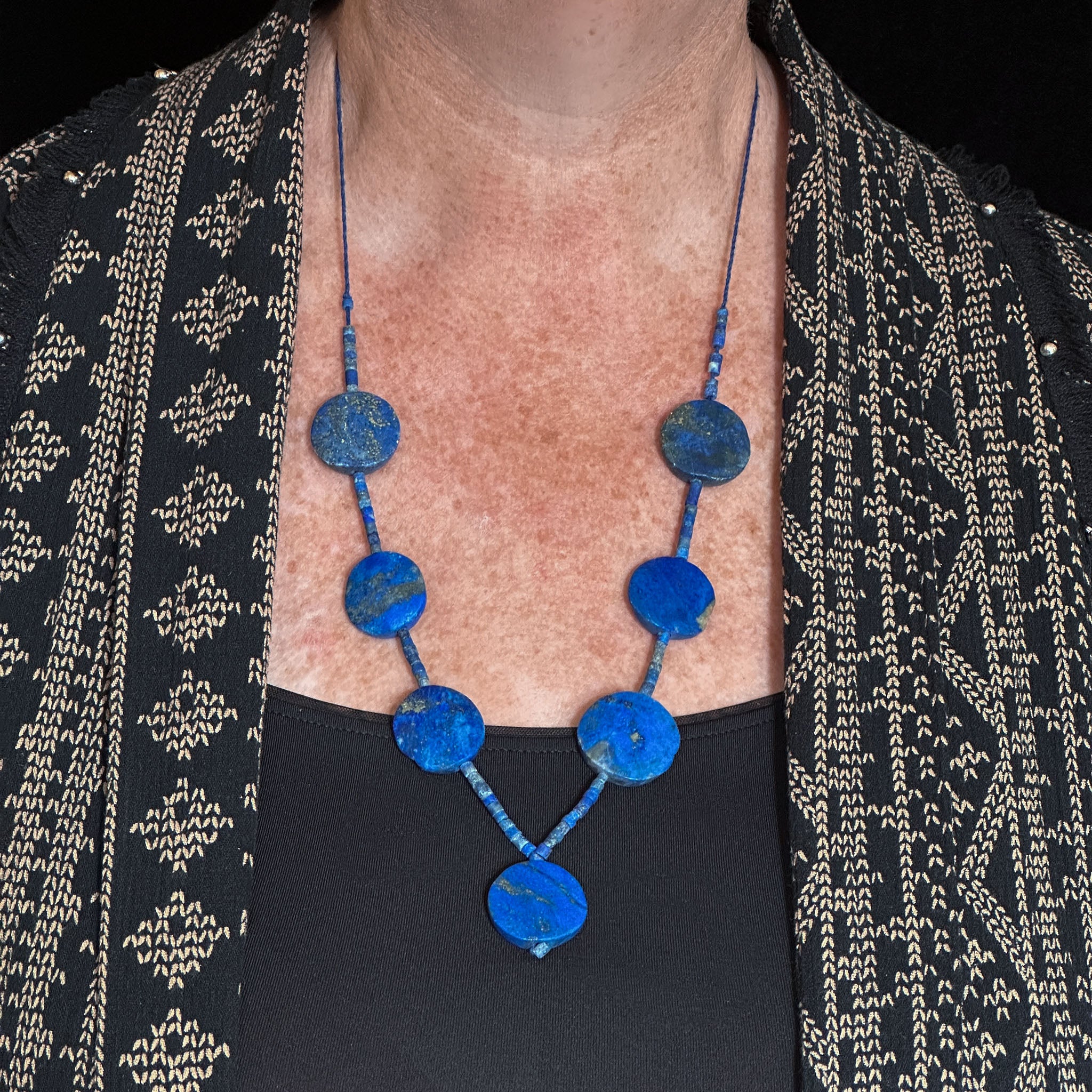 Lapis Lazuli Disc Necklace, Afghanistan - C