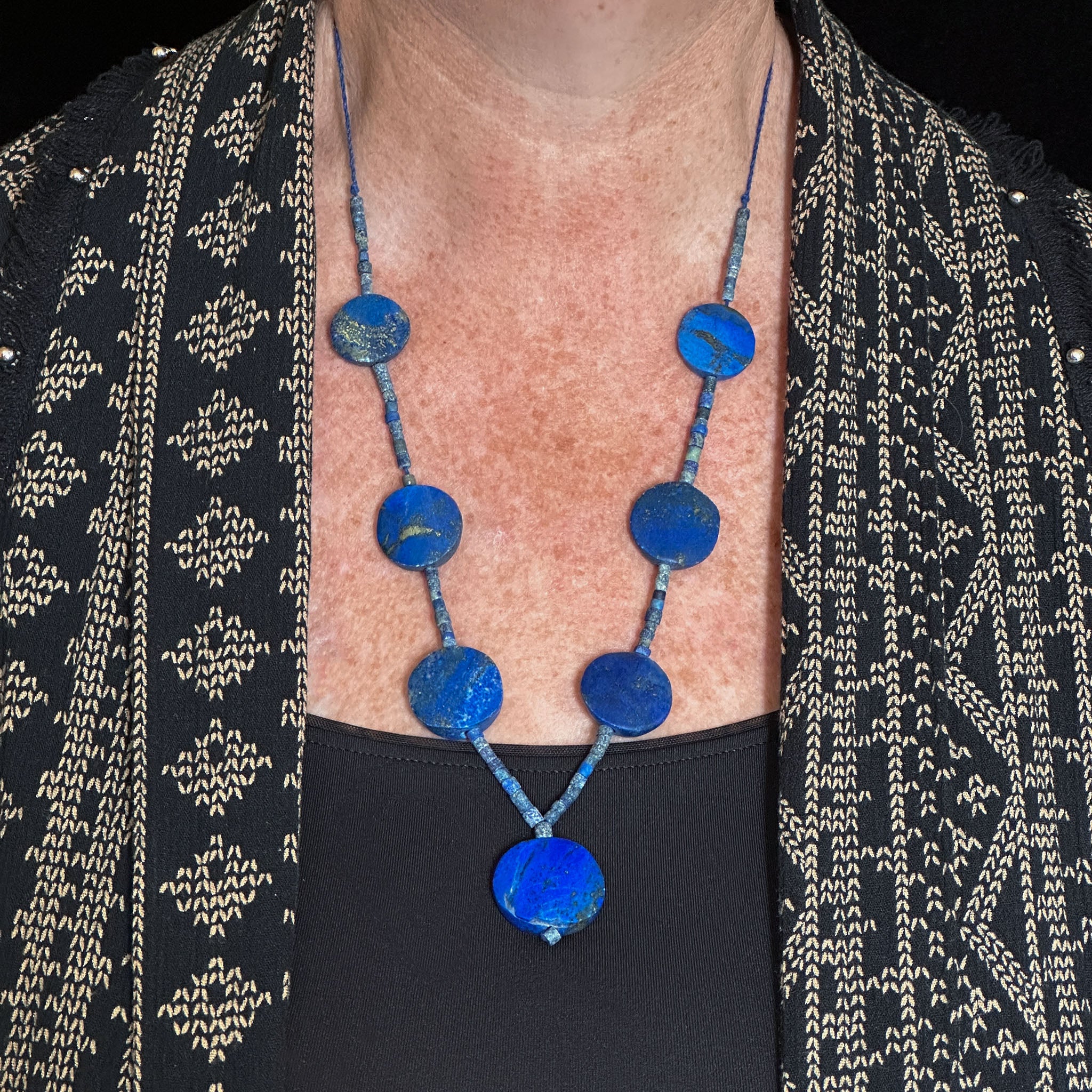 Lapis Lazuli Disc Necklace, Afghanistan - A