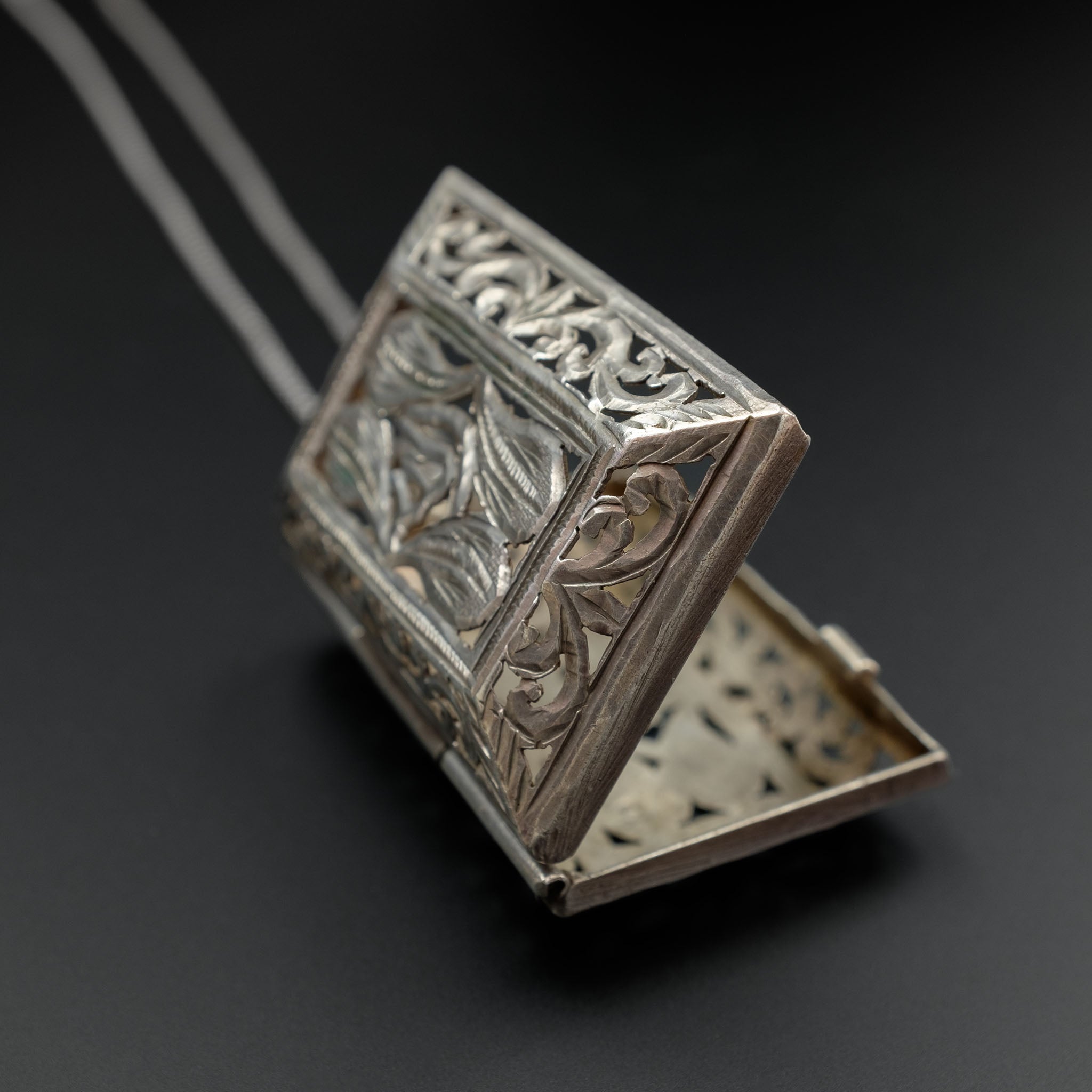 Vintage Silver Locket Pendant & Chain, Morocco