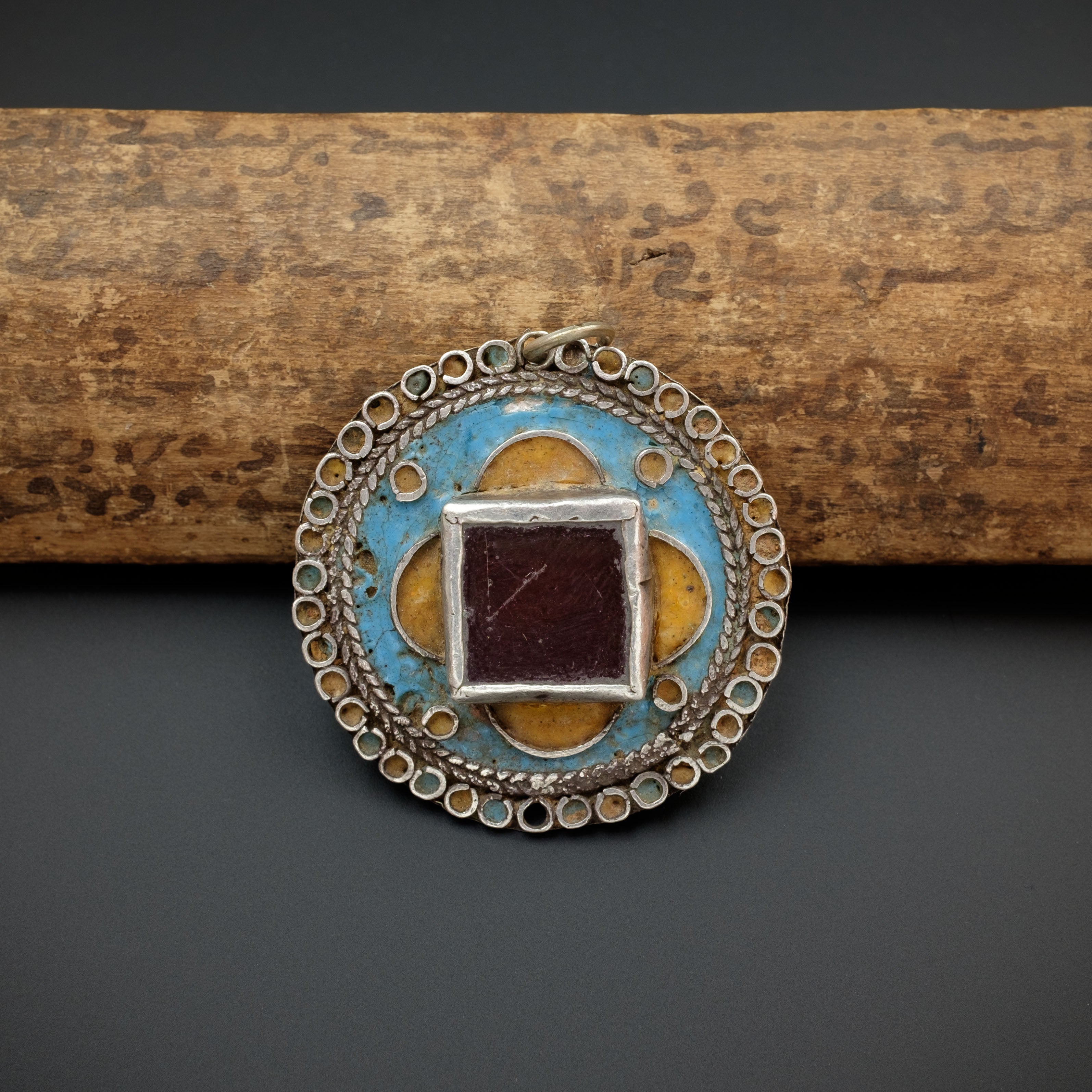 Antique Moroccan Silver Enamelled Pendant