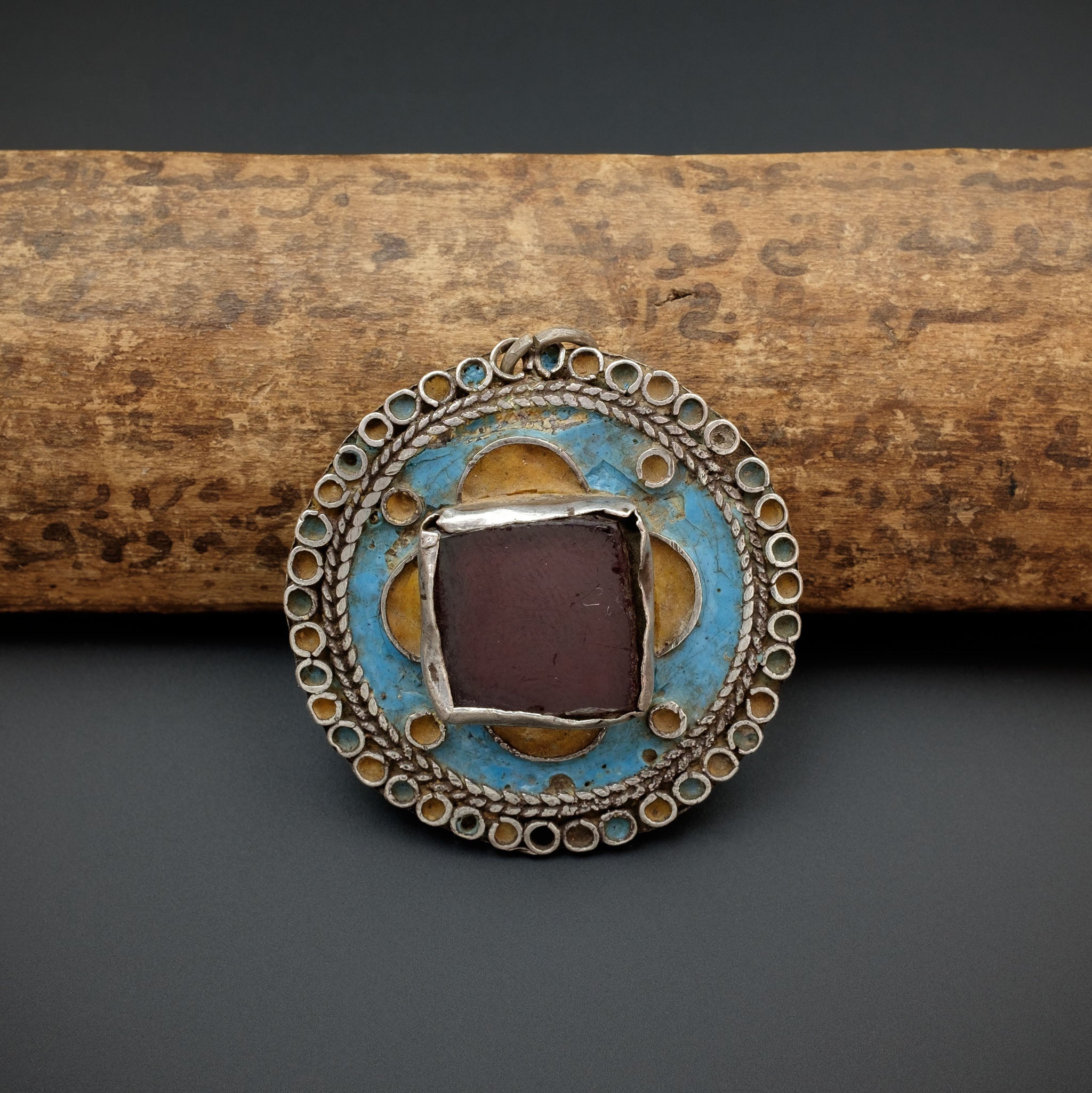 Antique Moroccan Silver Enamelled Pendant