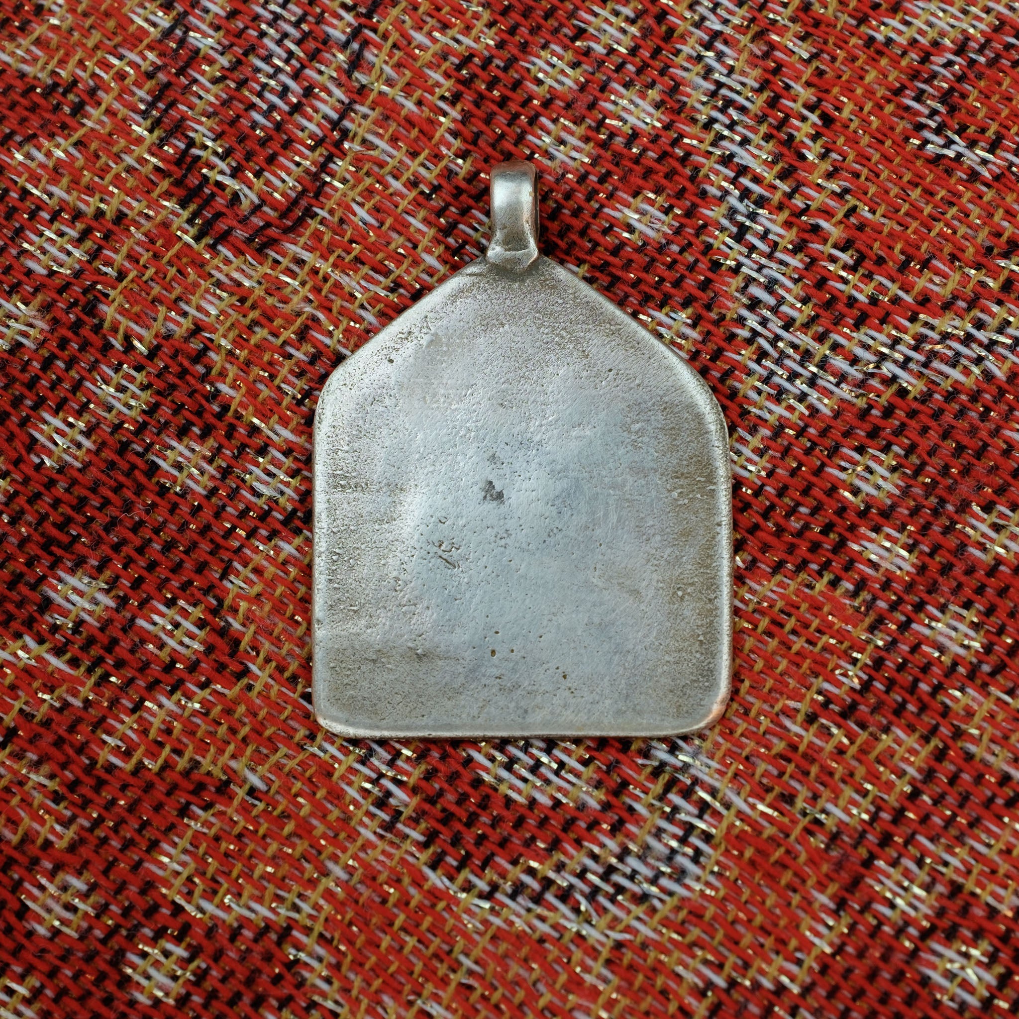 Old Hindu Silver Plaque 'Patri' Amulet Pendant, Rajasthan, India