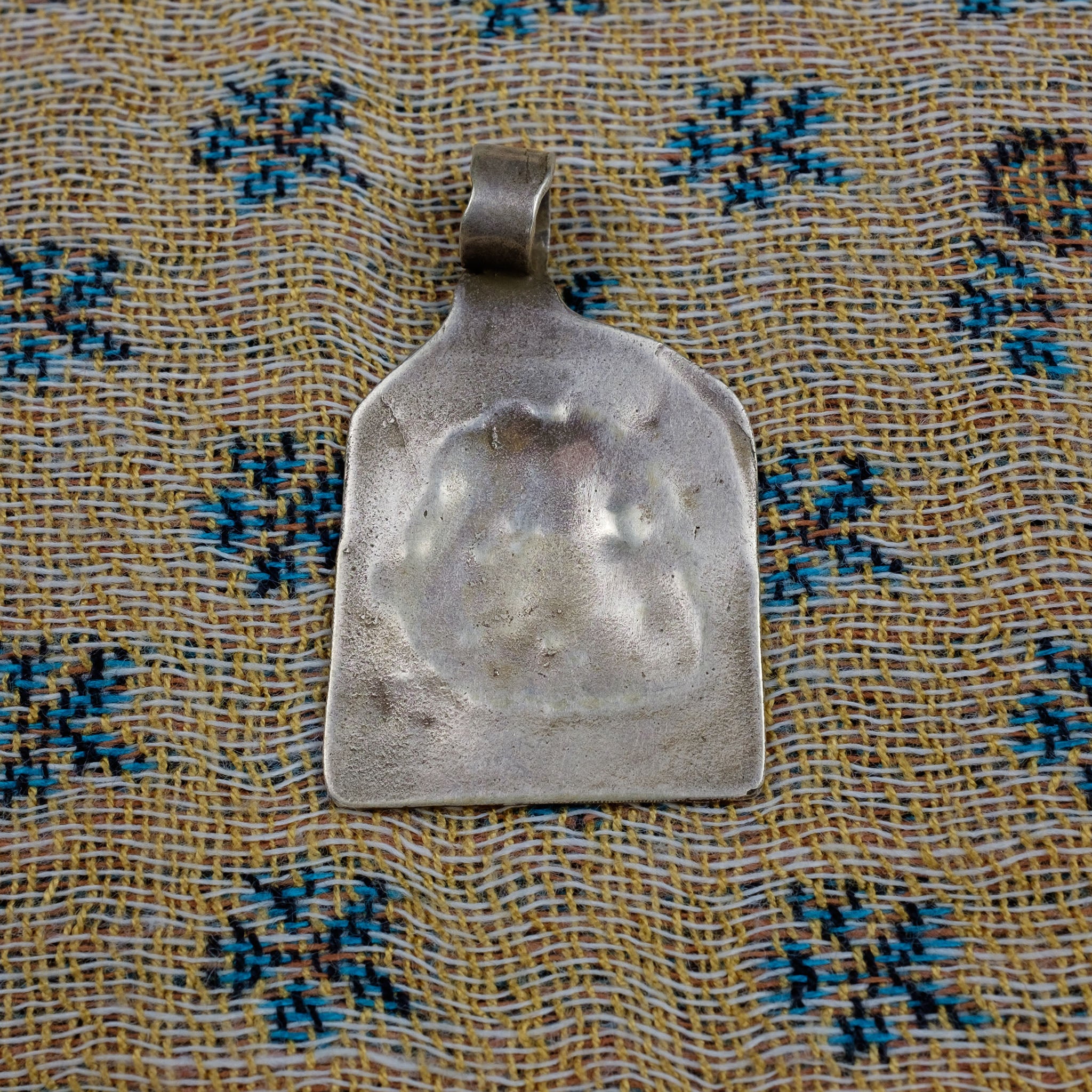 Old Hindu Silver Plaque 'Patri' Amulet Pendant, Rajasthan, India