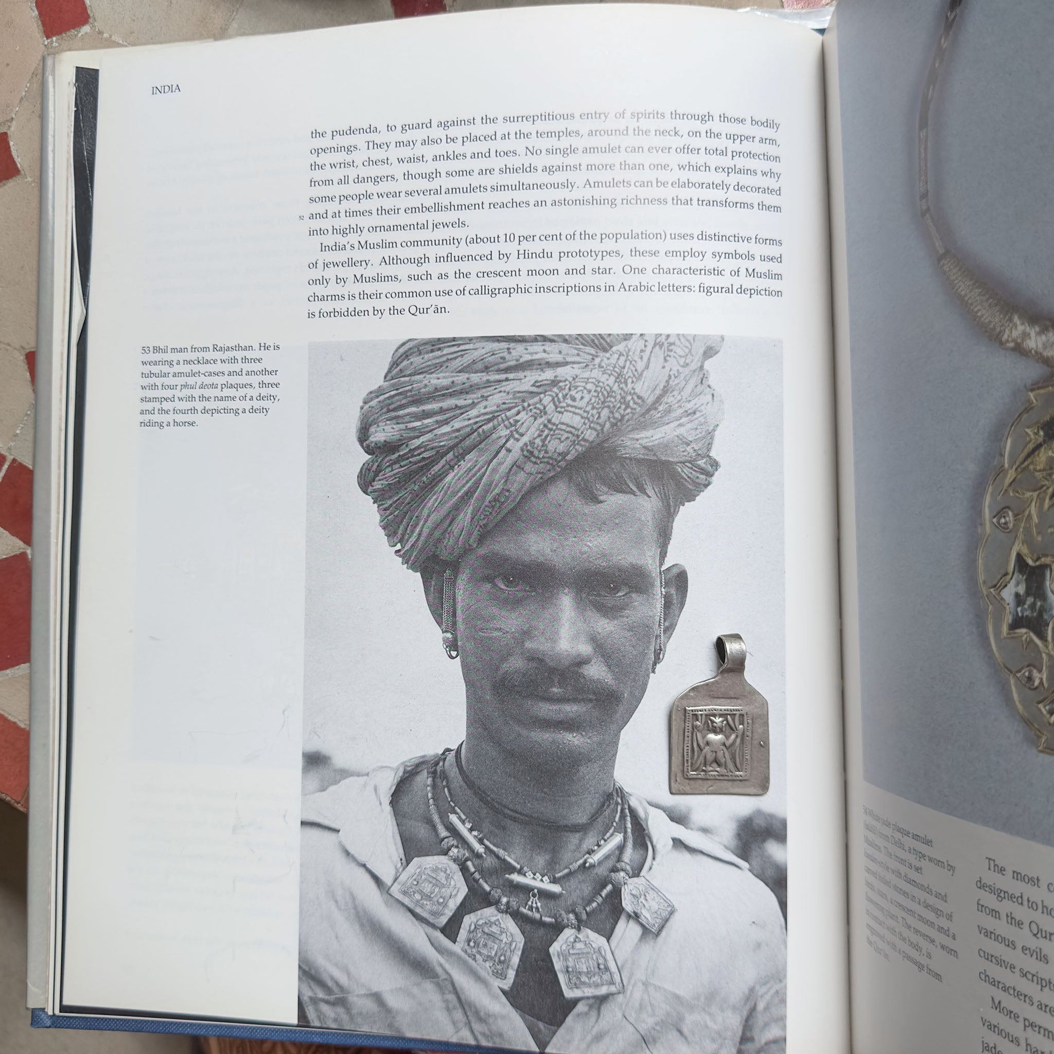 Old Hindu Silver Plaque 'Patri' Amulet Pendant, Rajasthan, India