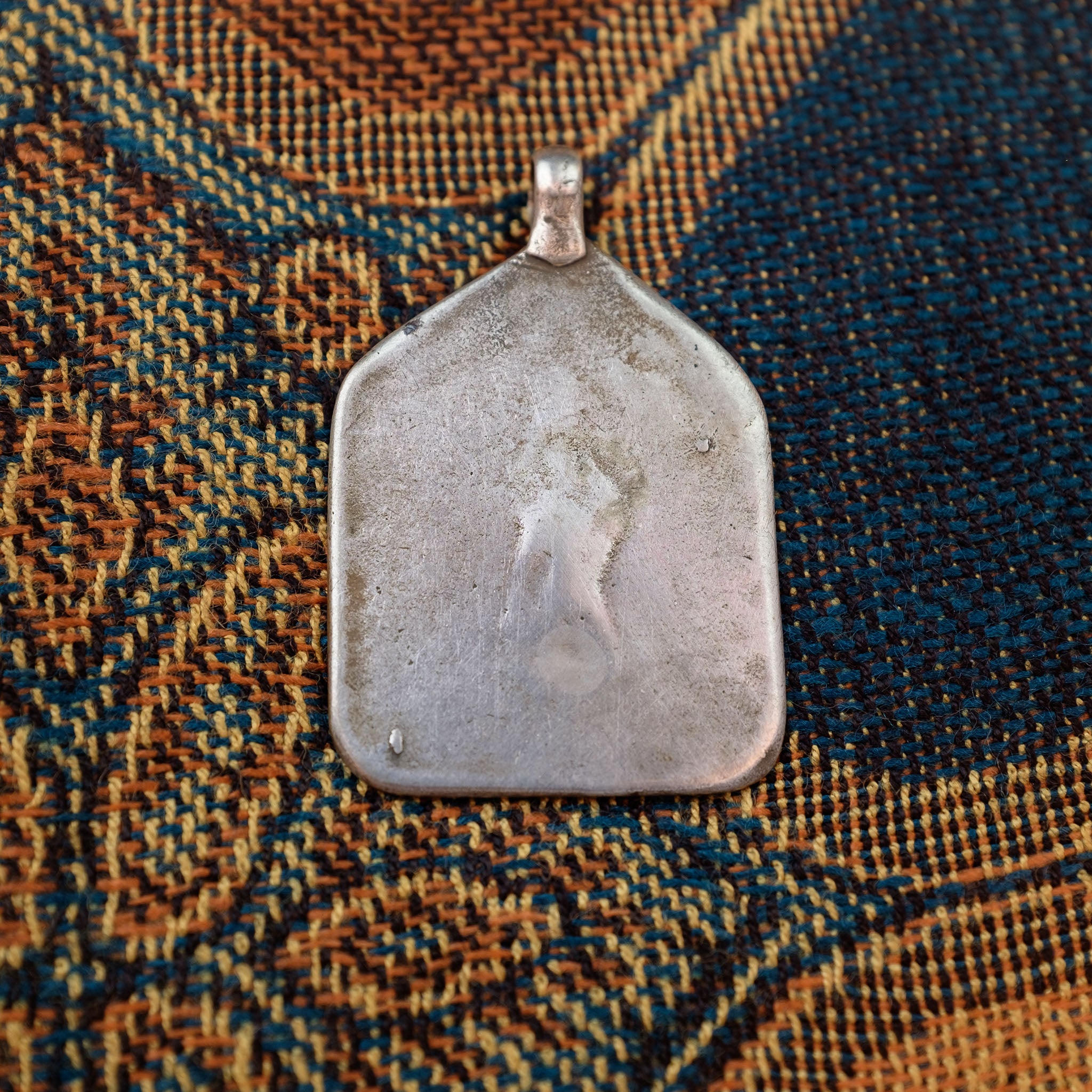 Old Hindu Silver Plaque 'Patri' Amulet Pendant, Rajasthan, India