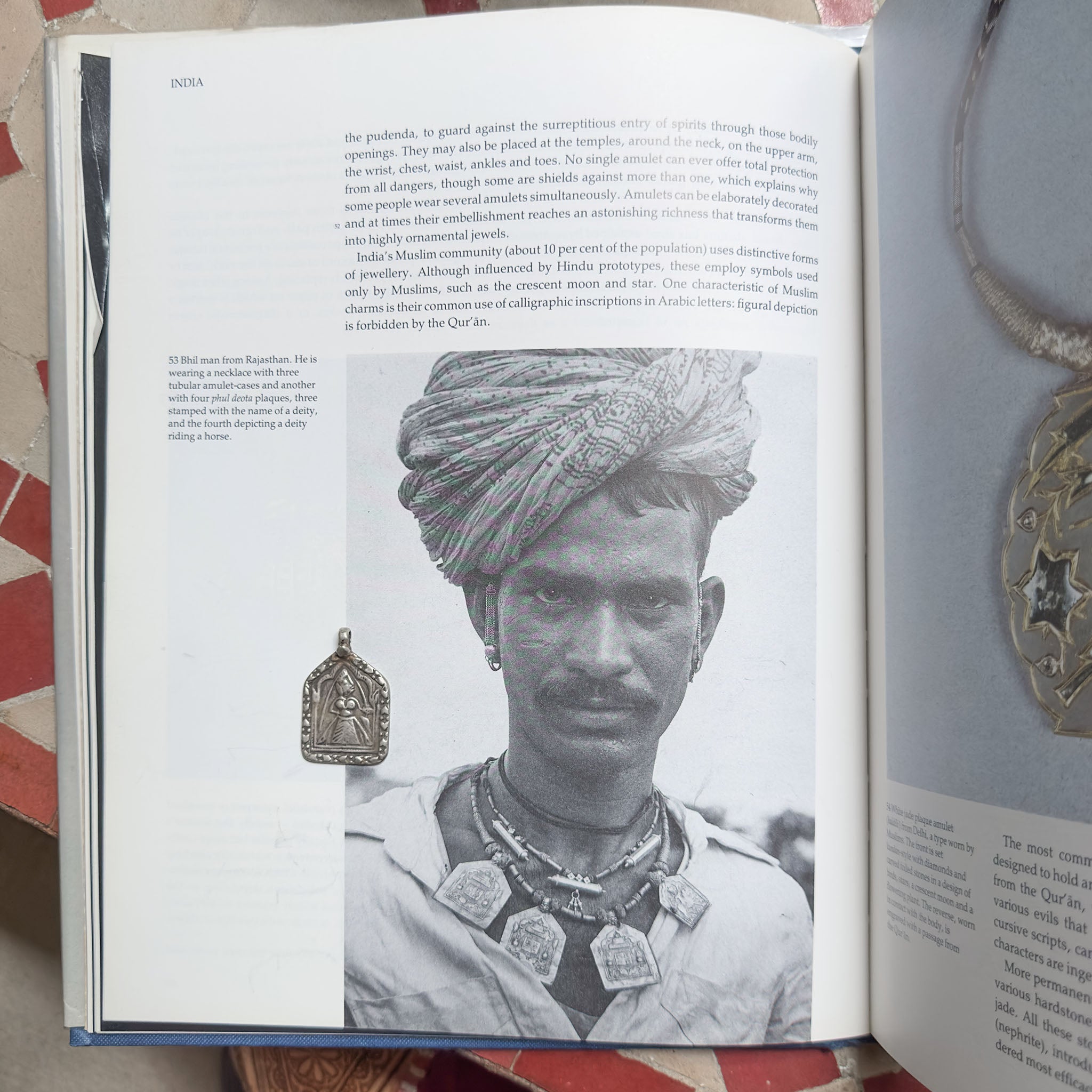 Old Hindu Silver Plaque 'Patri' Amulet Pendant, Rajasthan, India