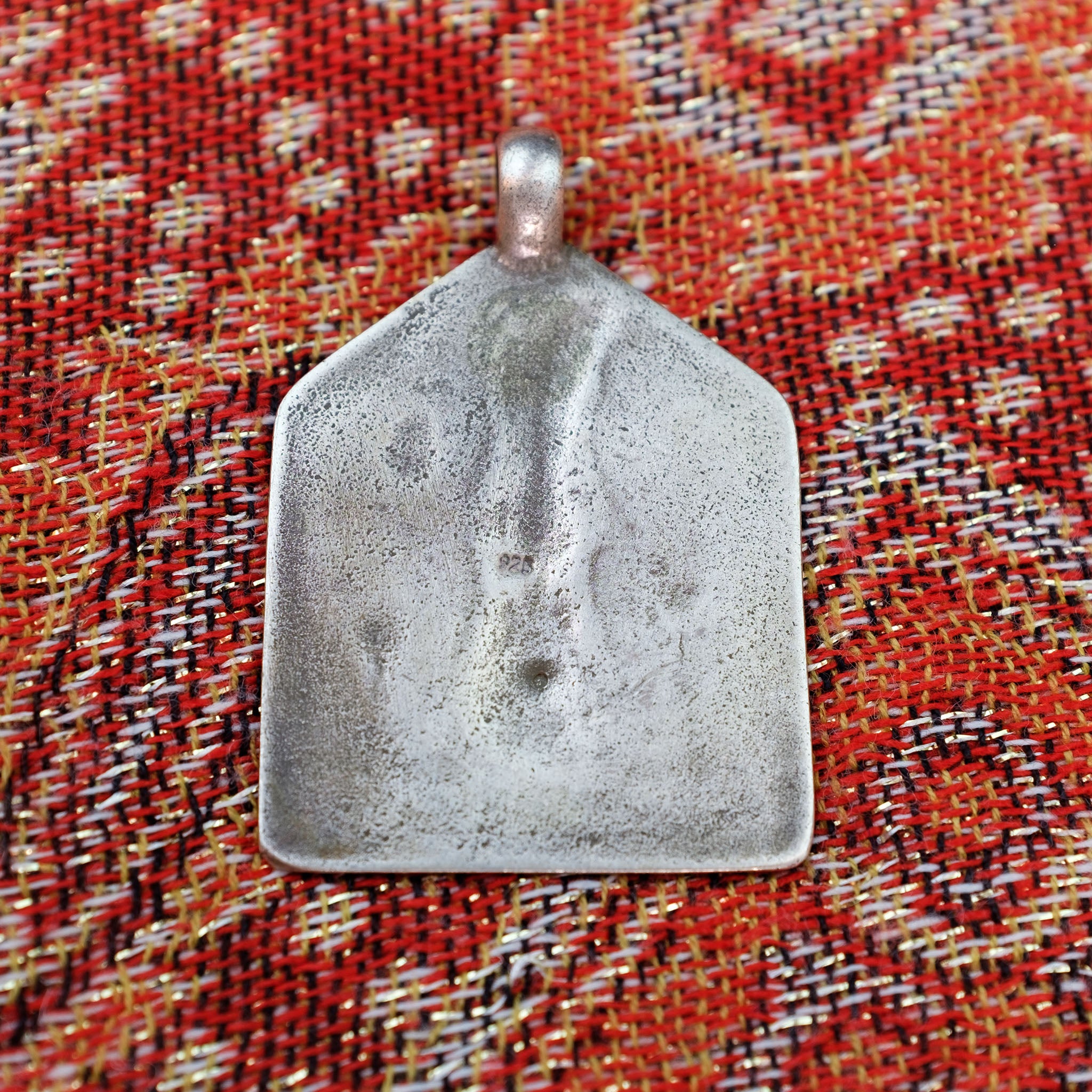 Old Hindu Silver Plaque 'Patri' Amulet Pendant, Rajasthan, India