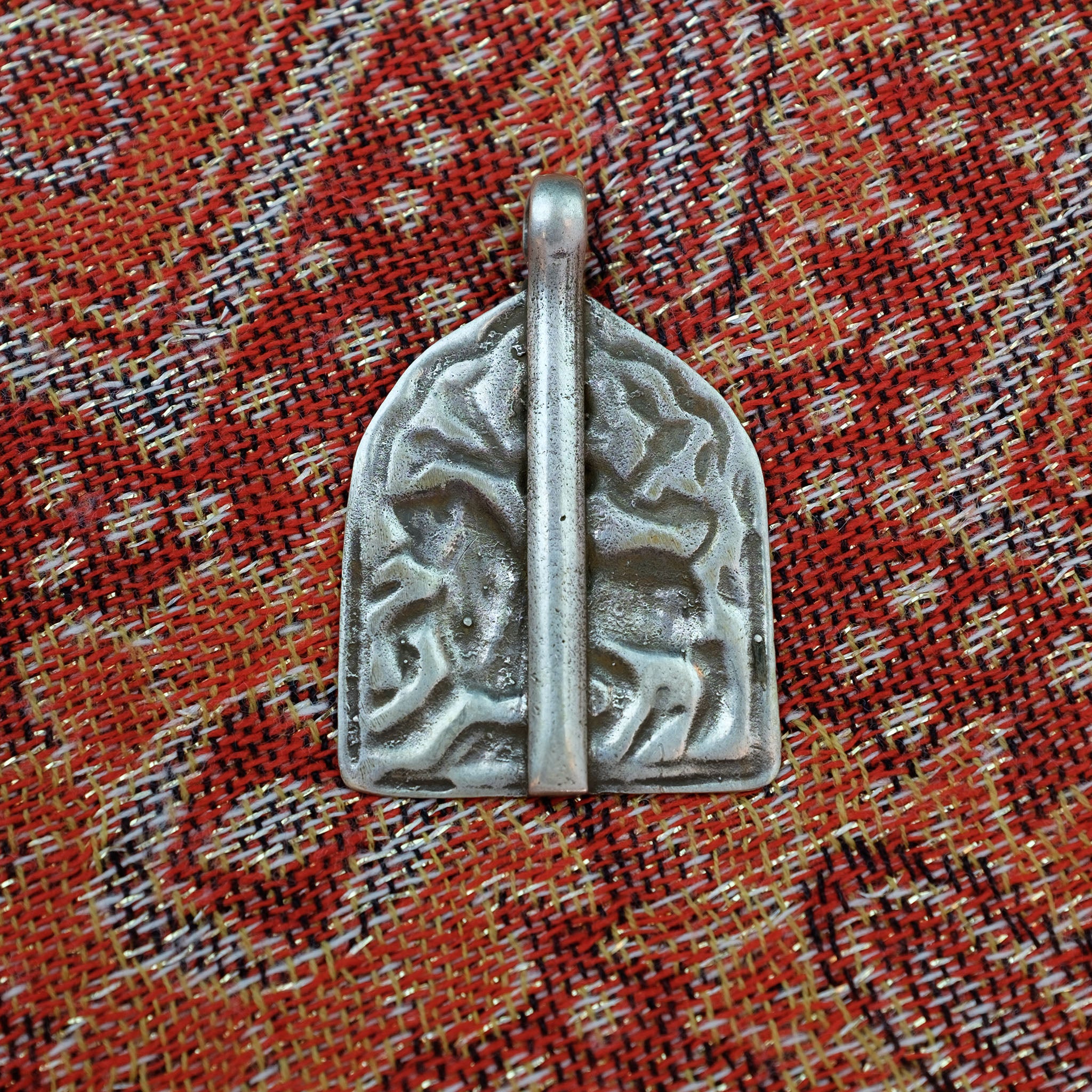 Old Hindu Silver Plaque 'Patri' Amulet Pendant, Rajasthan, India