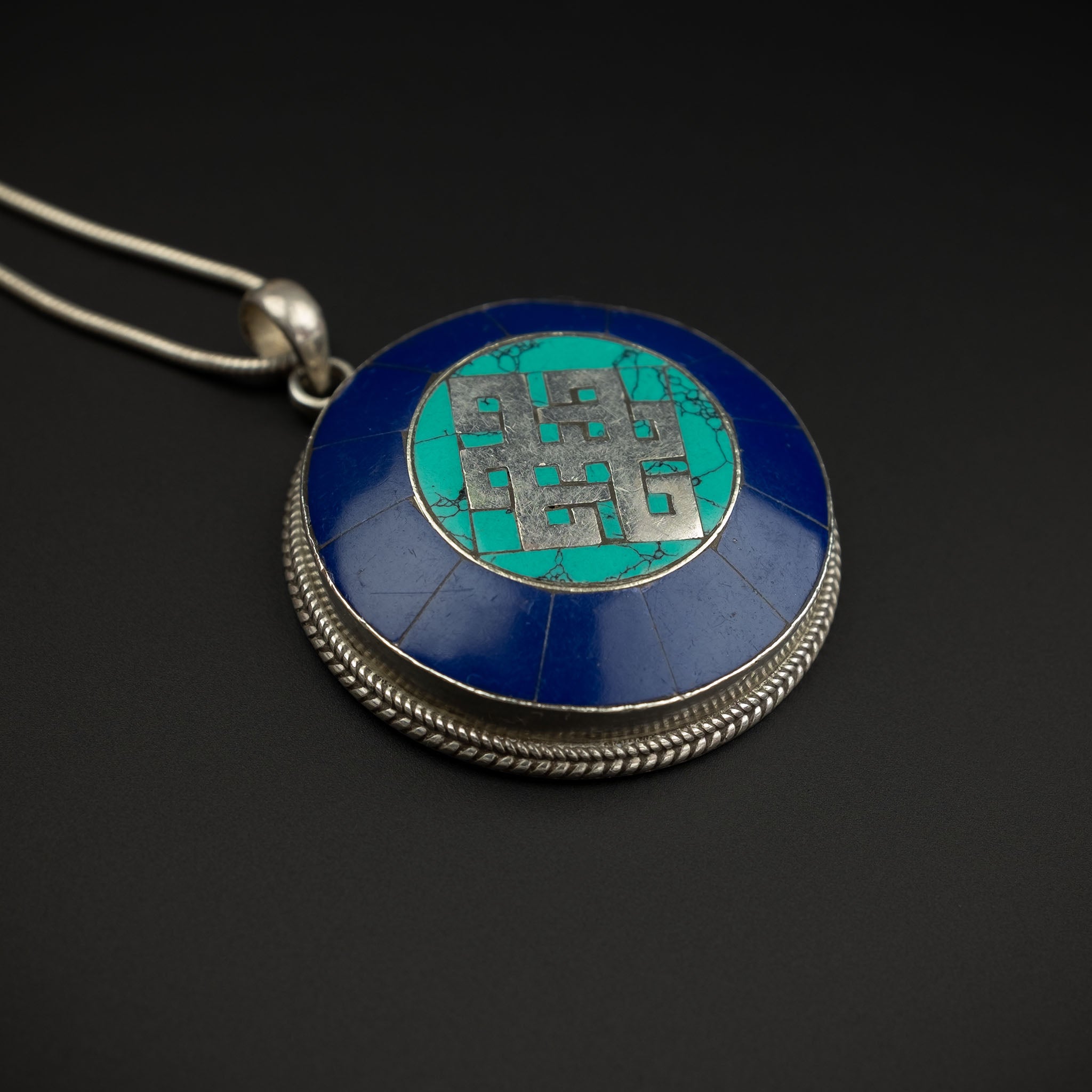 Silver Tibetan Style Pendant & Sterling Silver Chain