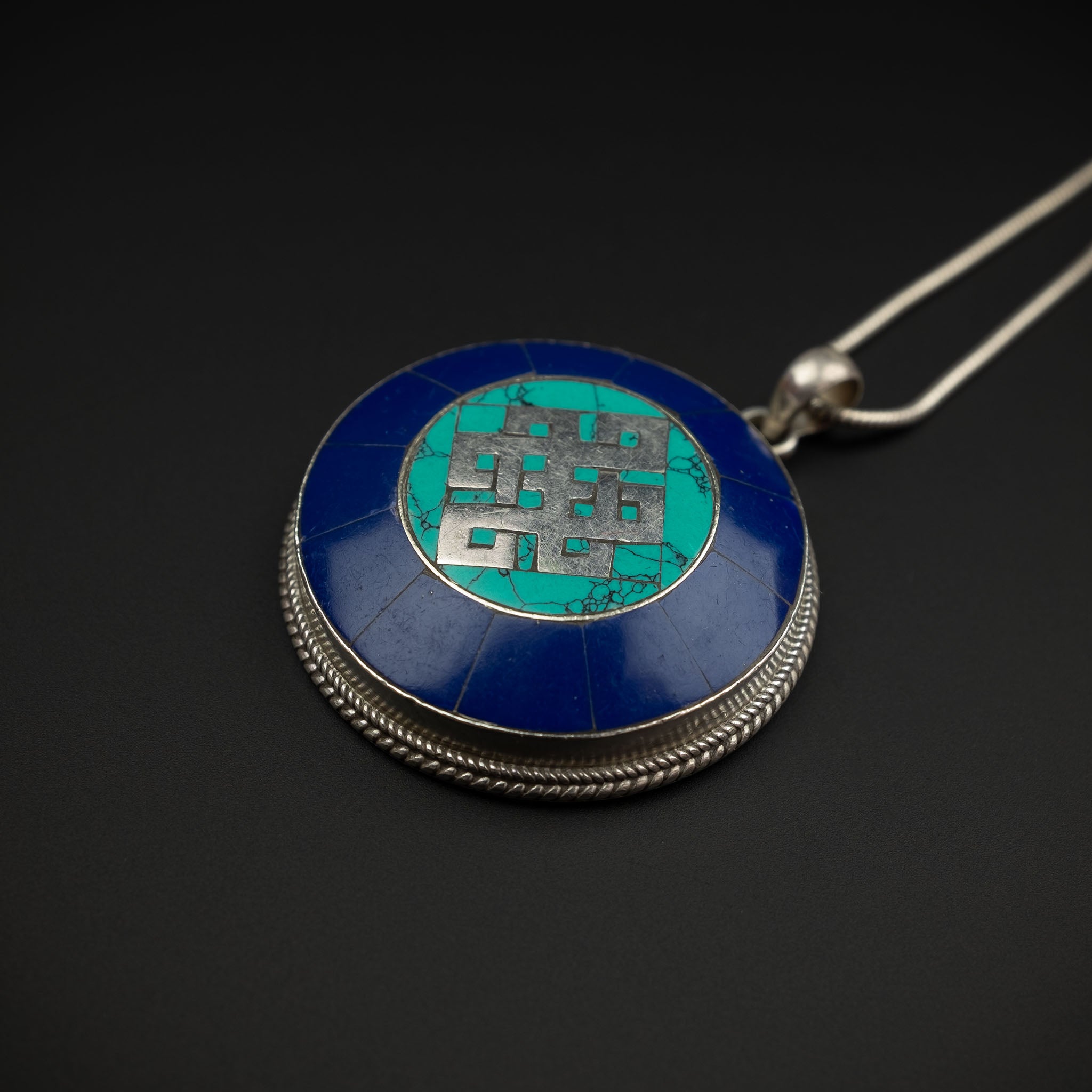 Silver Tibetan Style Pendant & Sterling Silver Chain