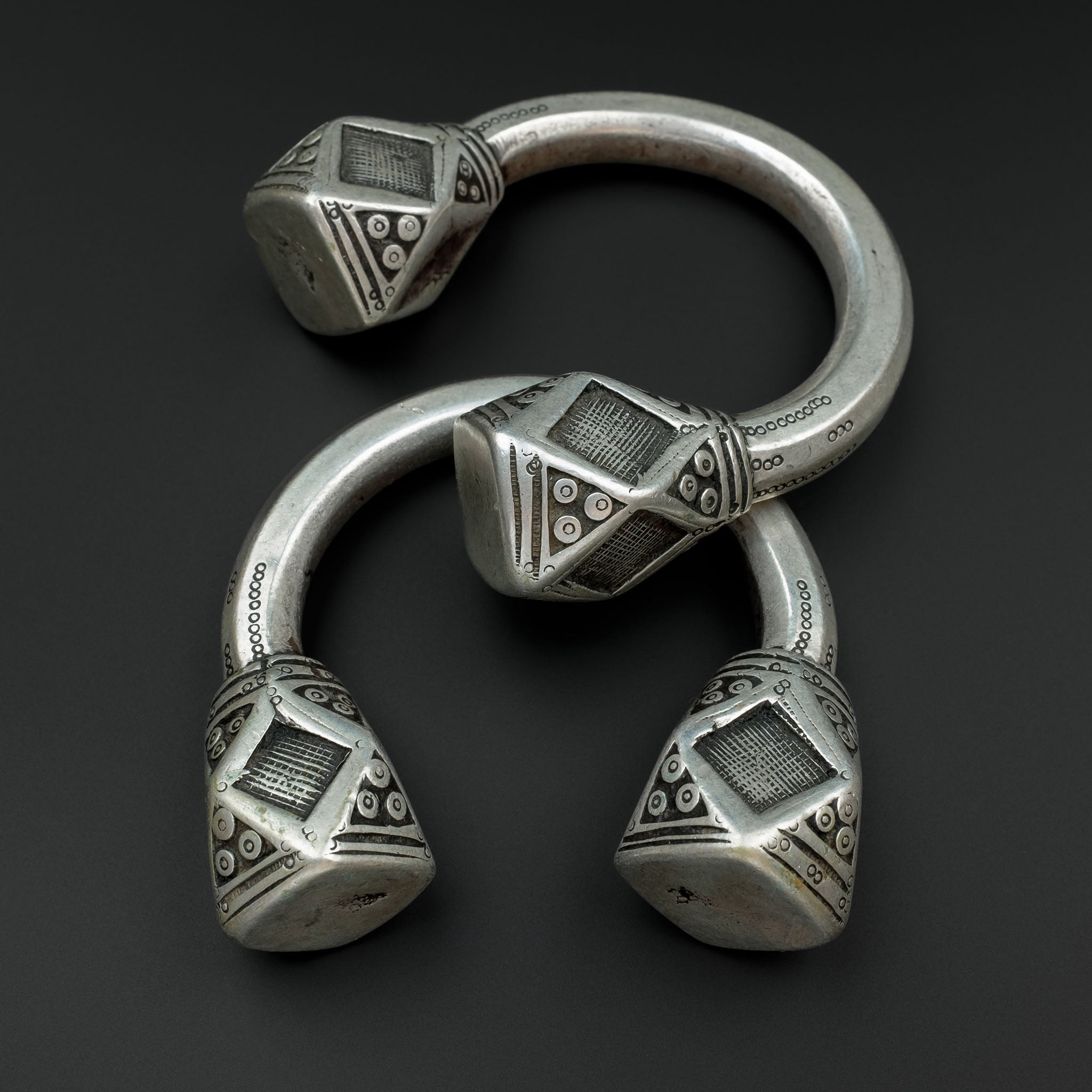 Antique Tuareg Silver ‘Elkiss’ Bracelets, Niger – Pair