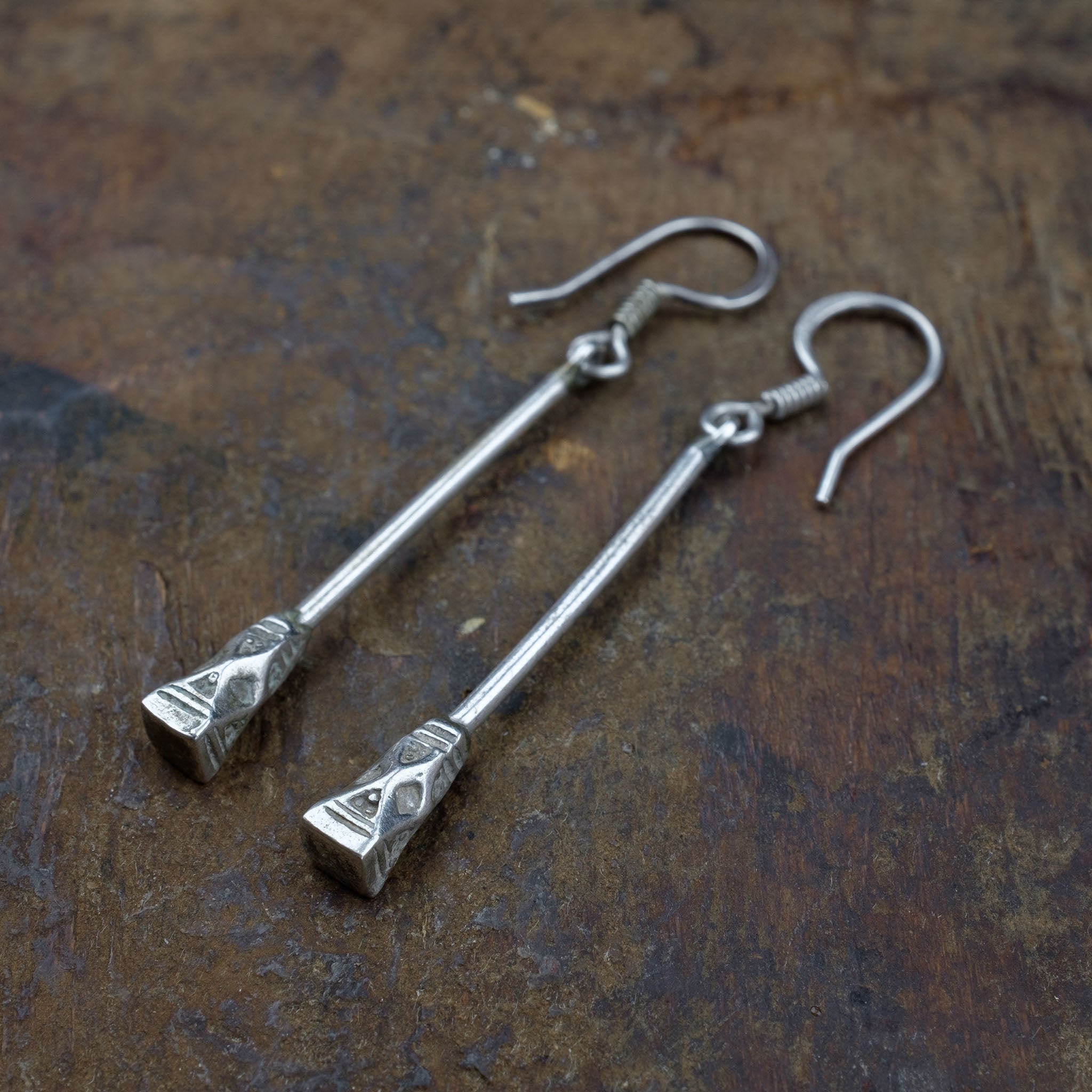 Silver Tuareg Drop Earrings, Niger