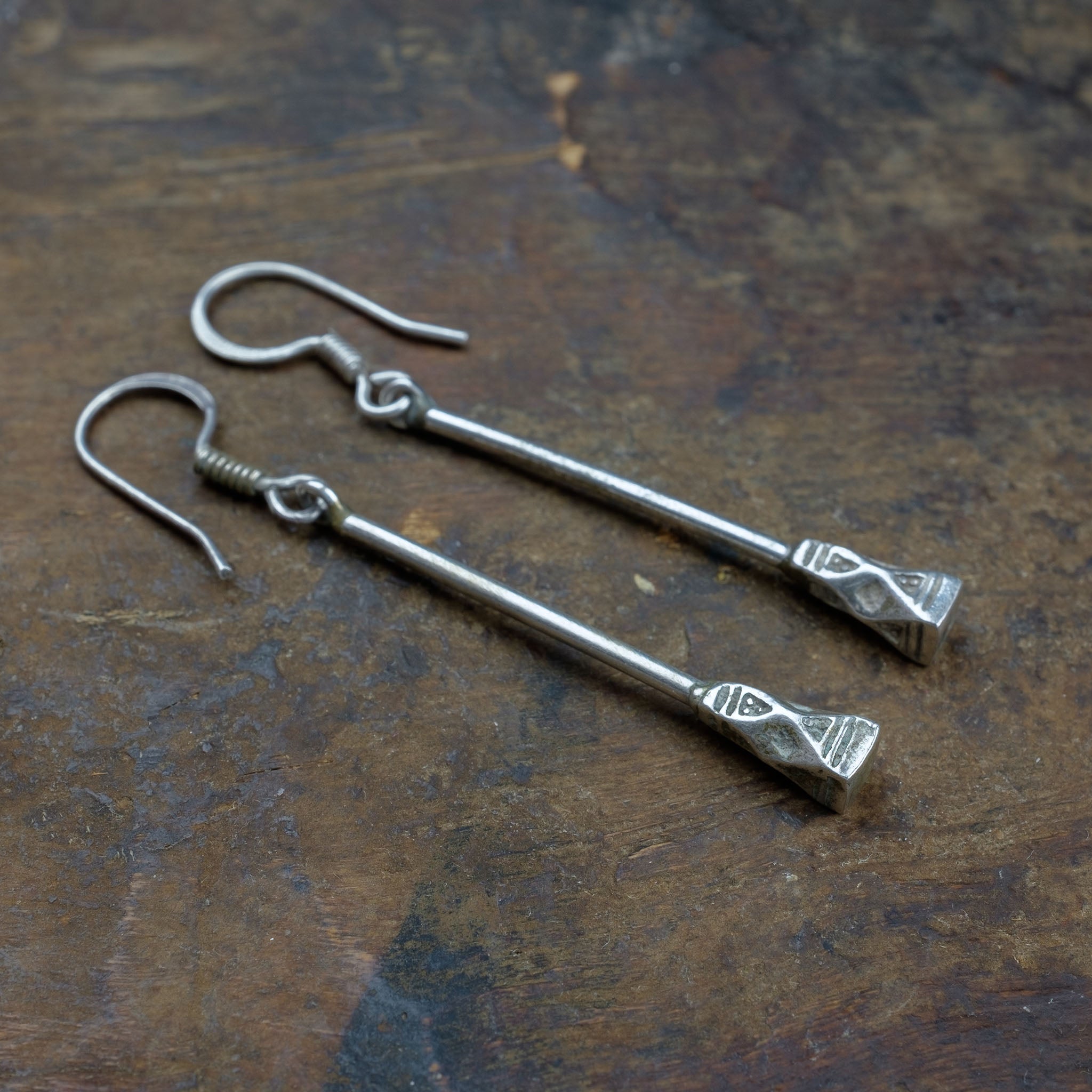 Silver Tuareg Drop Earrings, Niger