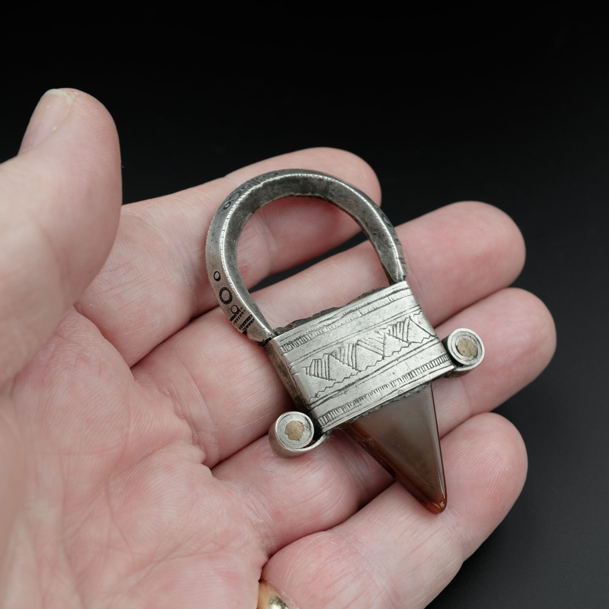 Large Vintage Silver Tuareg In-Gall Pendant, Niger