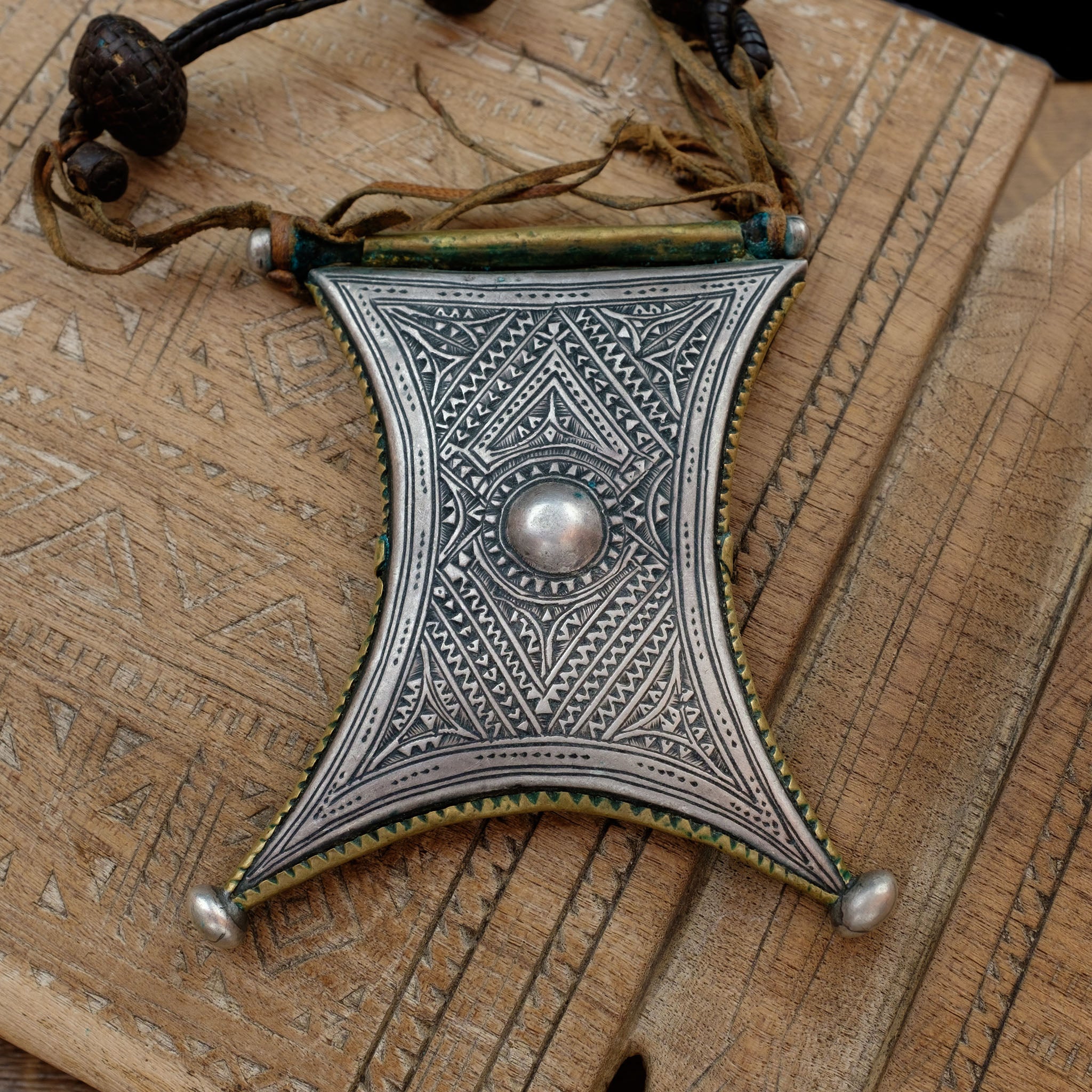 Vintage Silver & Brass Tuareg Tcherot Amulet, Niger