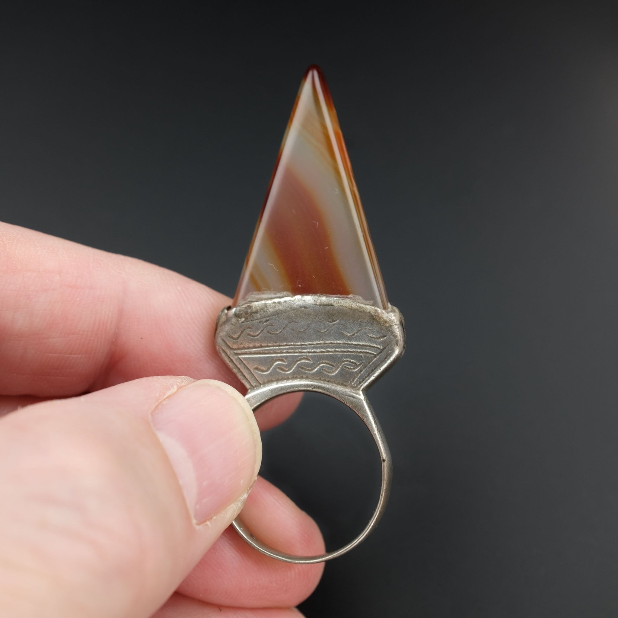 Vintage Silver Tuareg Tisek Tanfouk Ring, Mali