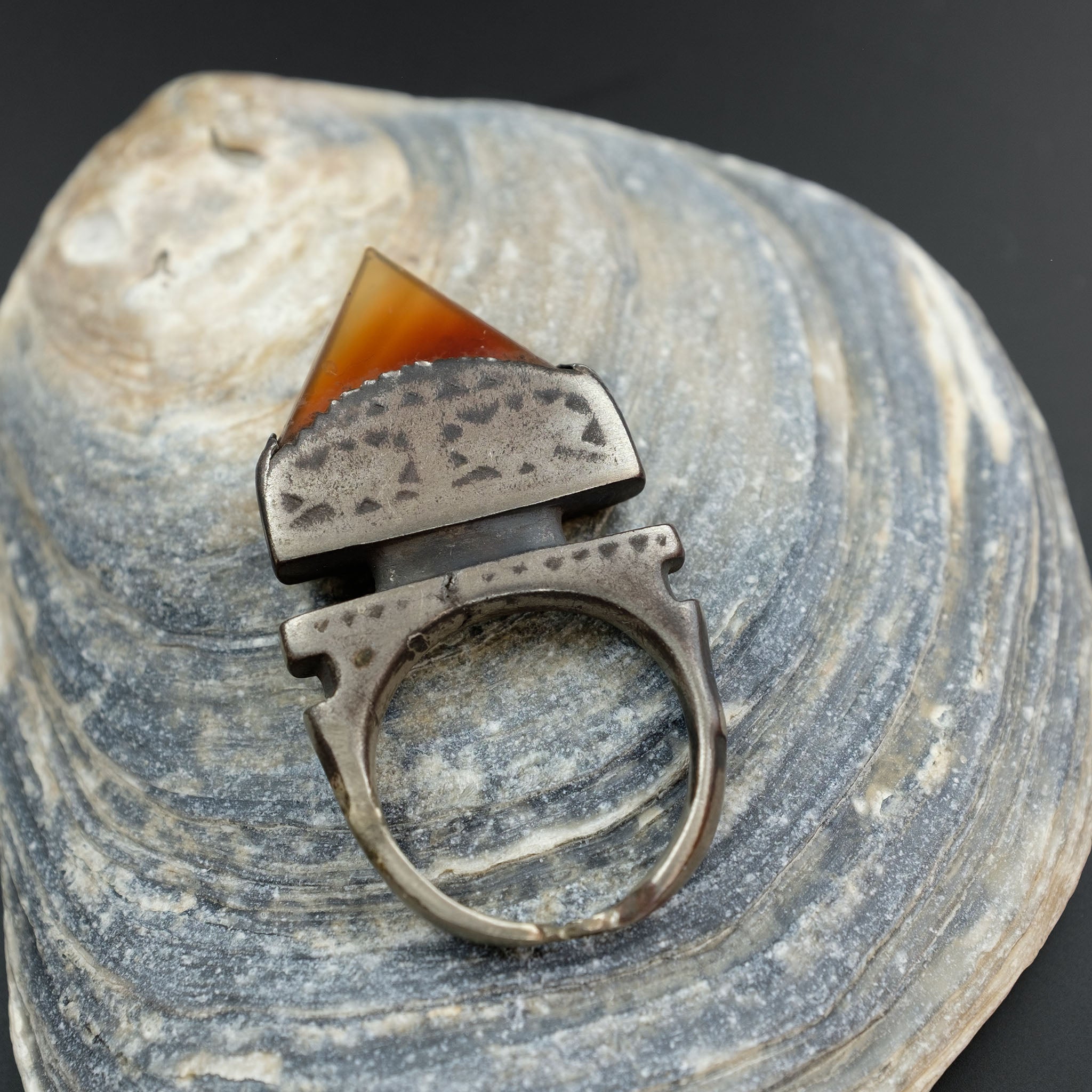 Antique Silver Tuareg Tisek Tanfouk Ring, Mali