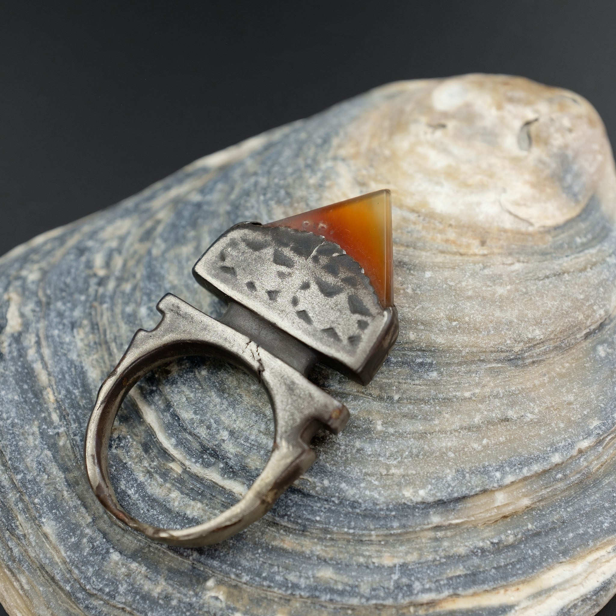 Antique Silver Tuareg Tisek Tanfouk Ring, Mali