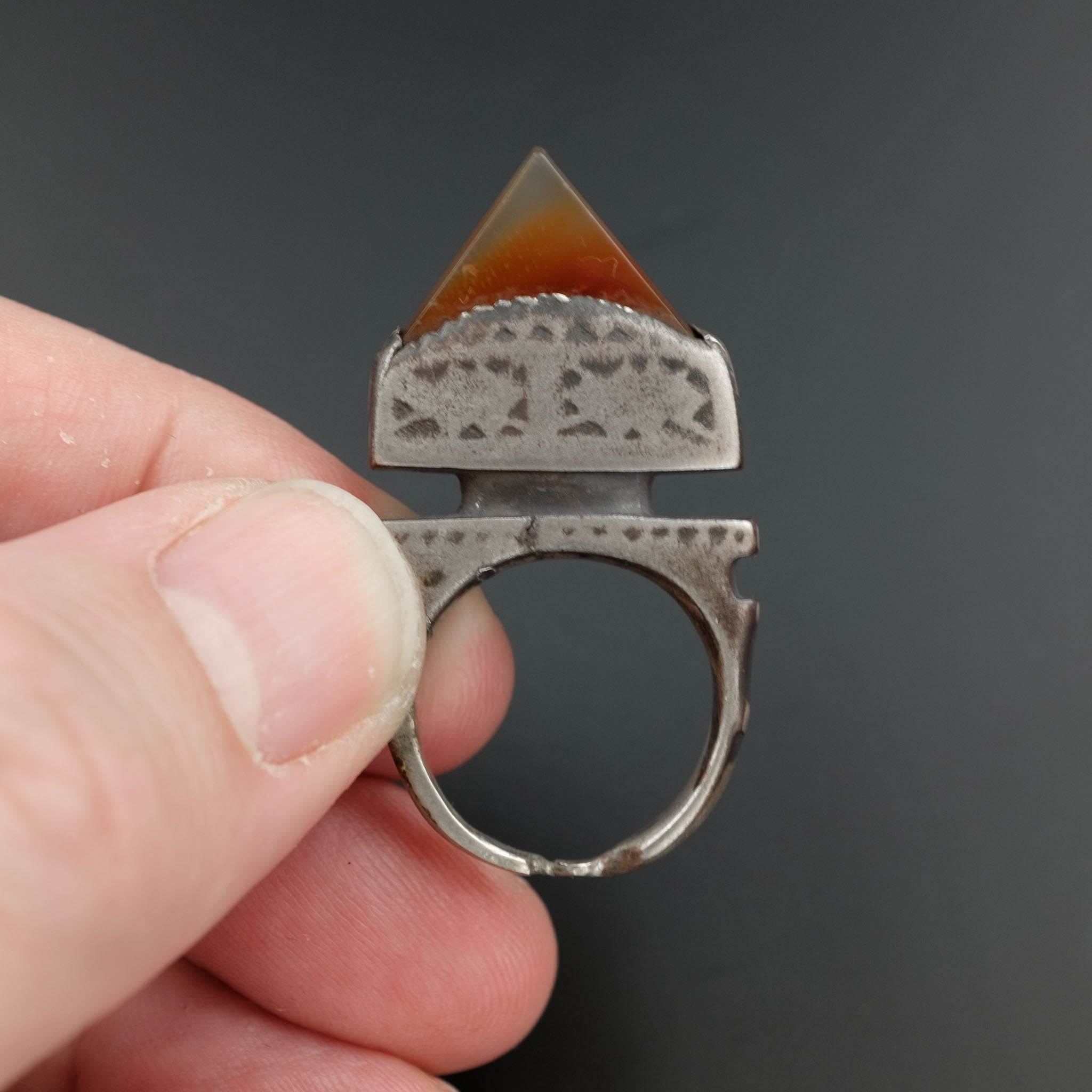 Antique Silver Tuareg Tisek Tanfouk Ring, Mali