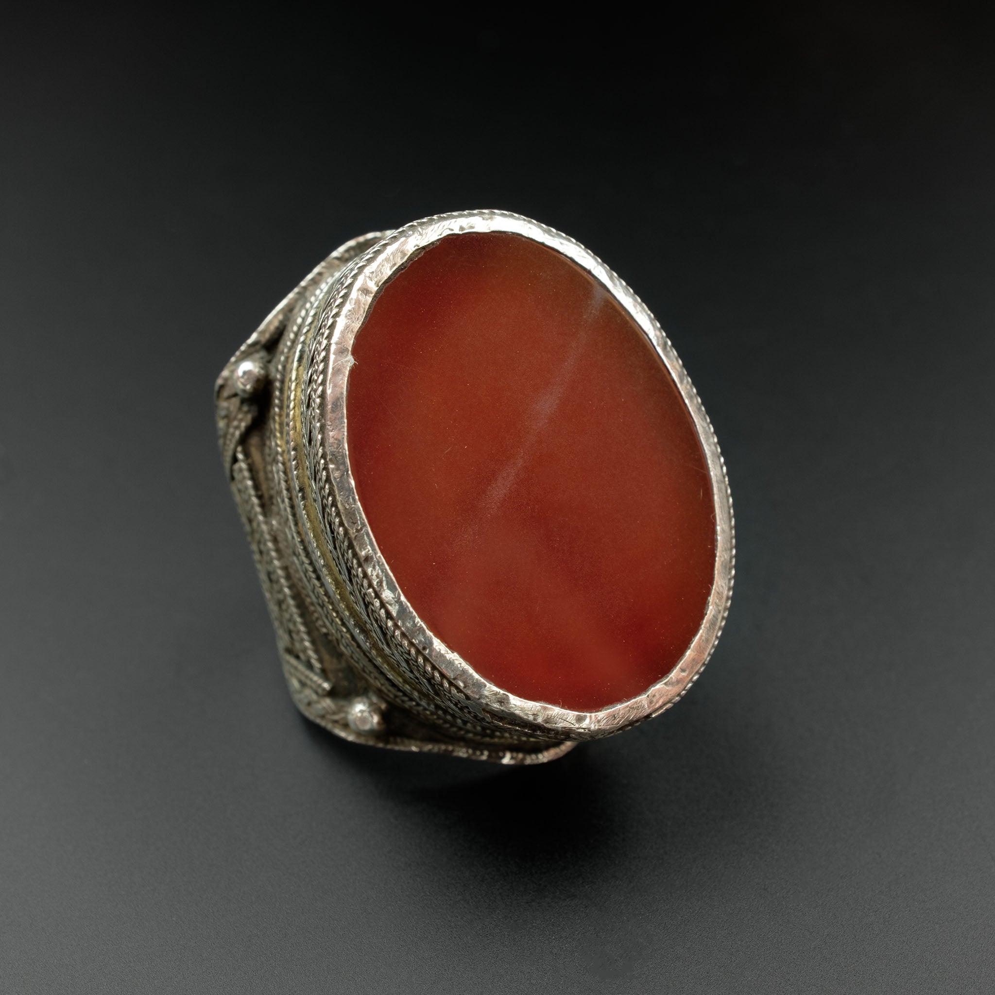 Large Antique Turkmen Carnelian Ring, Central Asia