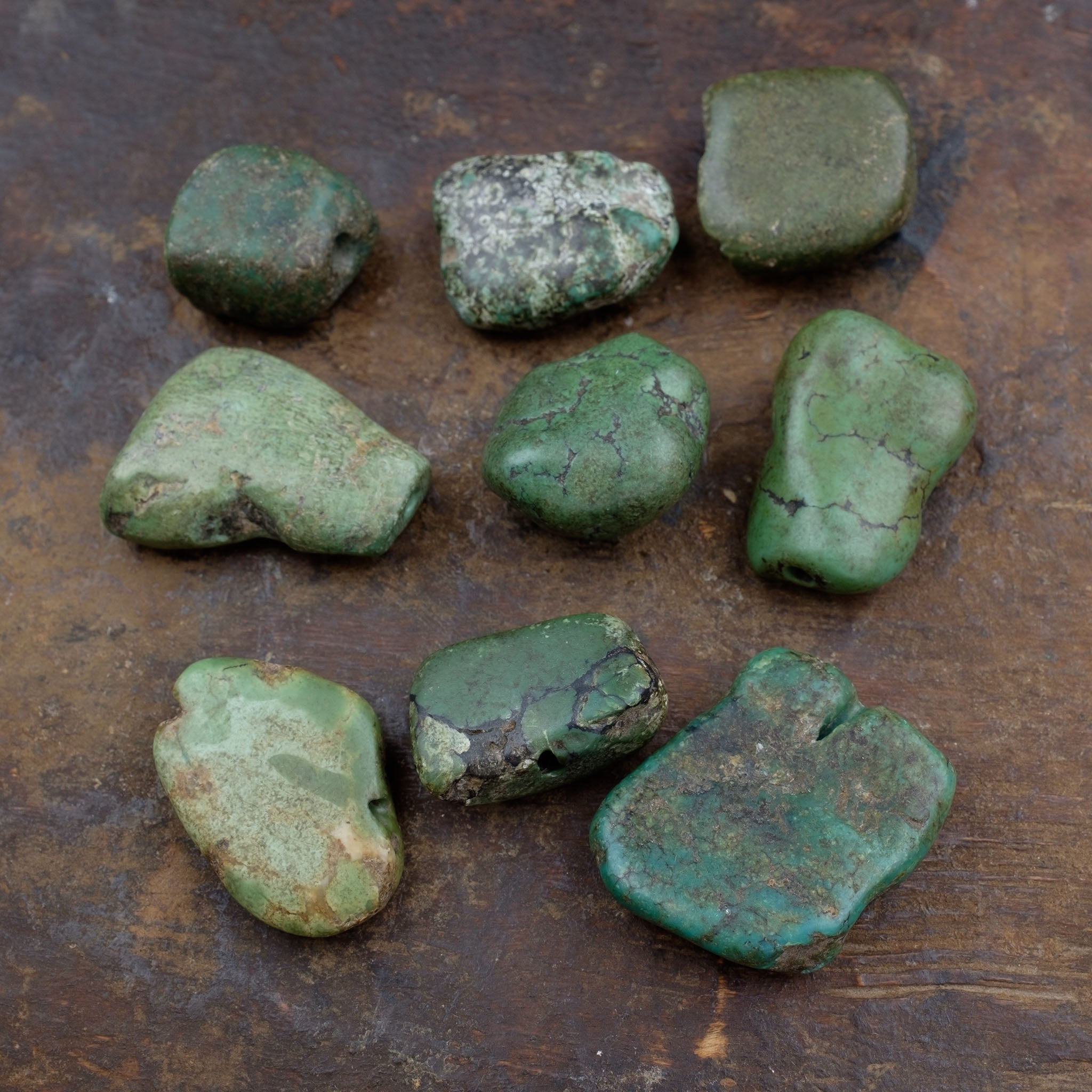 9 x Antique Tibetan Turquoise Beads (40.8 g)