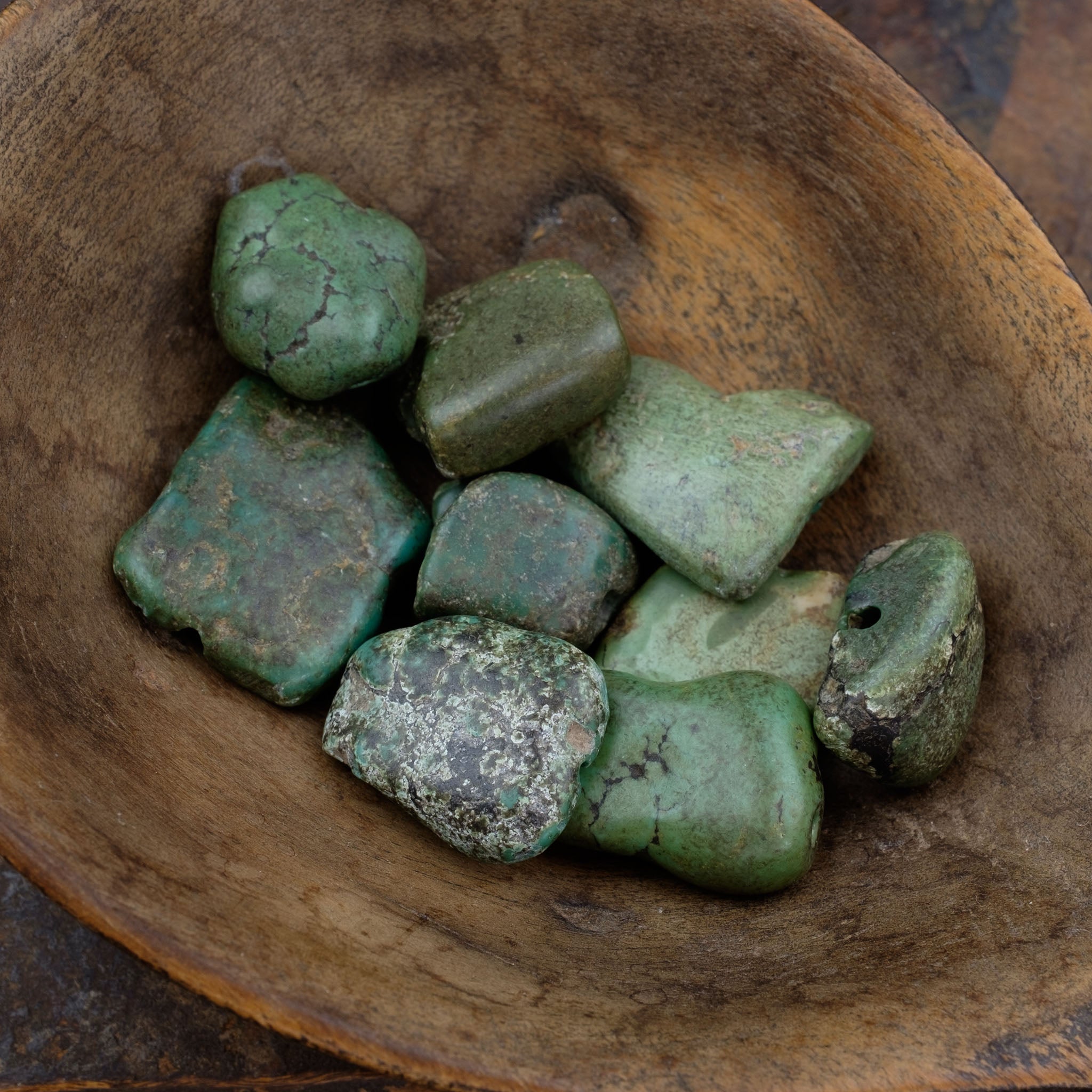 9 x Antique Tibetan Turquoise Beads (40.8 g)