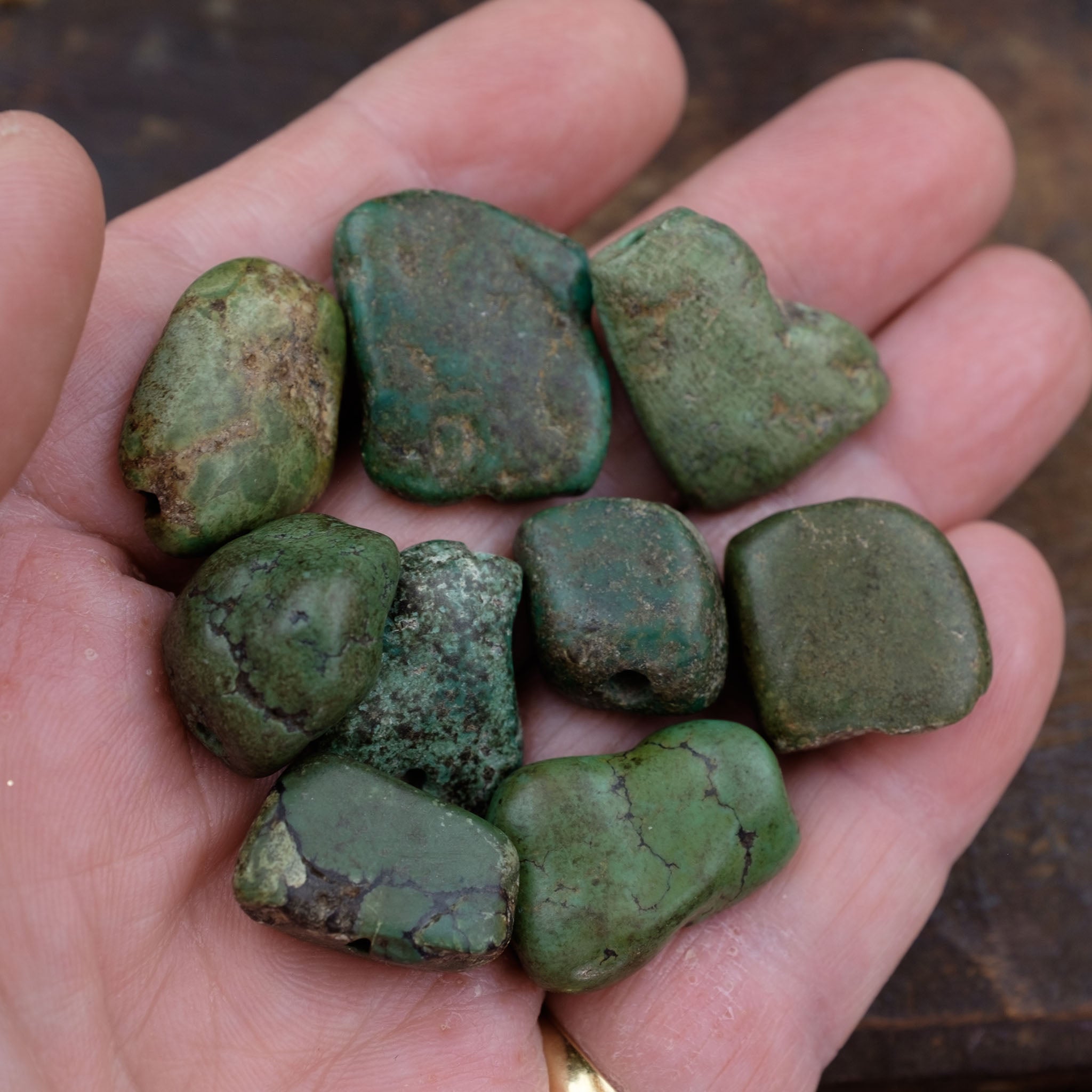 9 x Antique Tibetan Turquoise Beads (40.8 g)