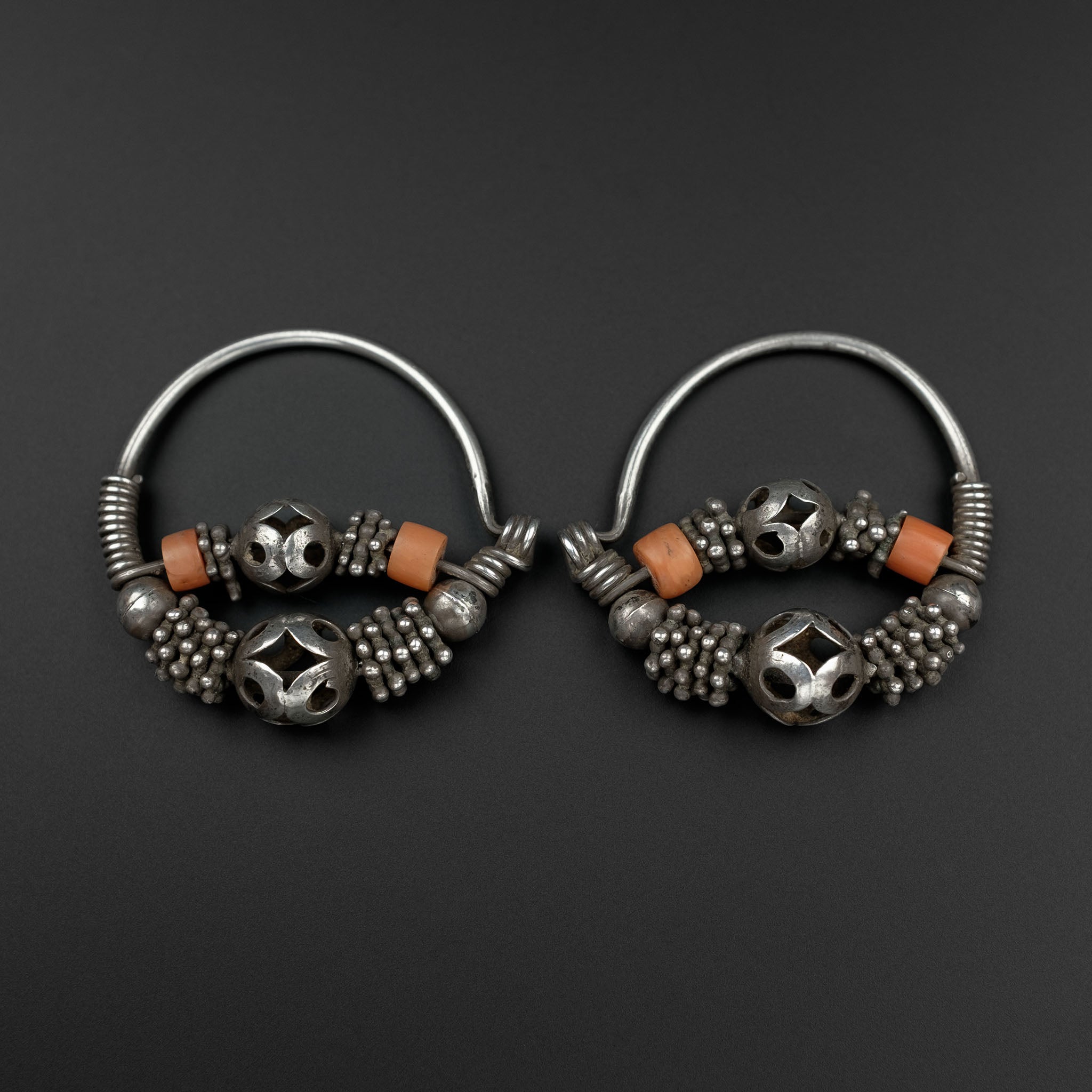 Vintage Uzbek Ethnic Earrings, Central Asia