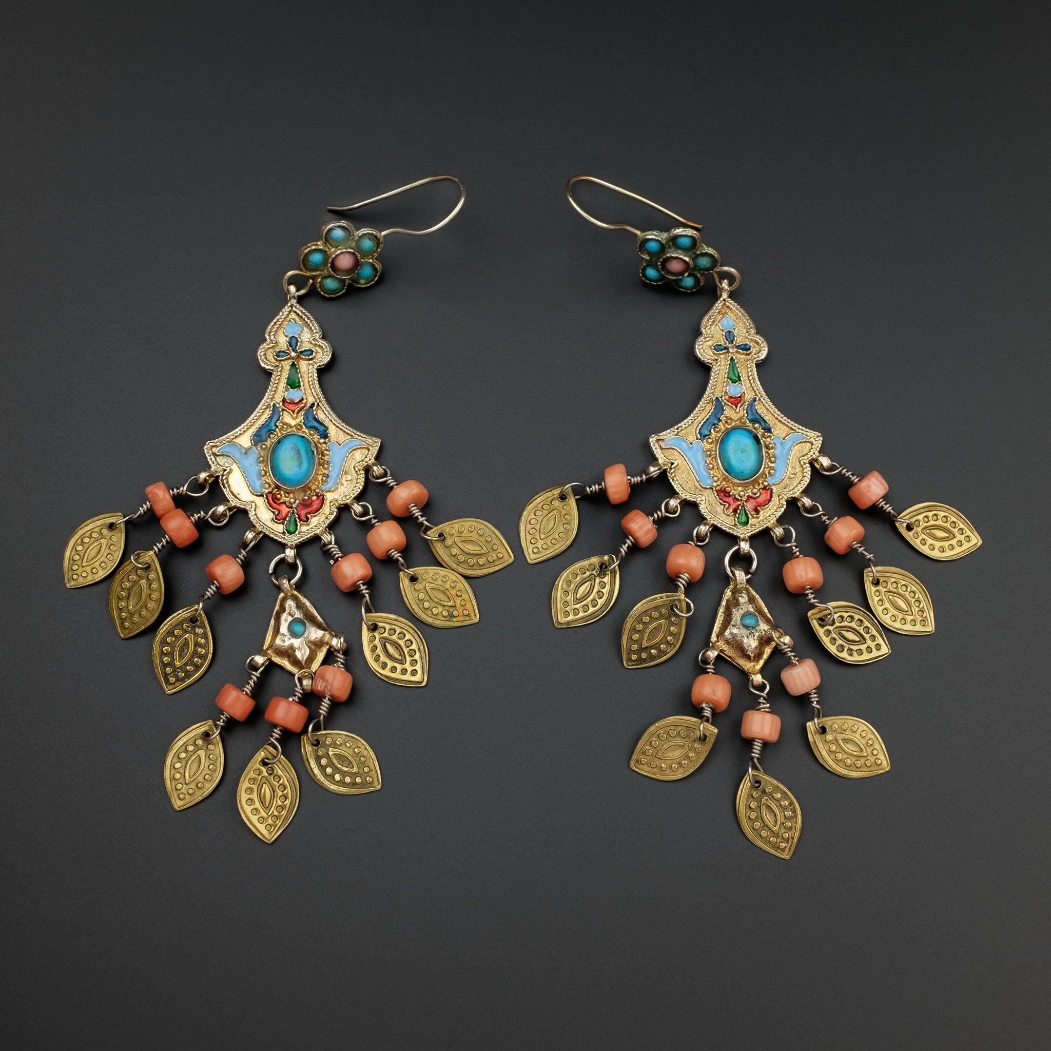 Vintage Uzbek Gilded Silver Earrings