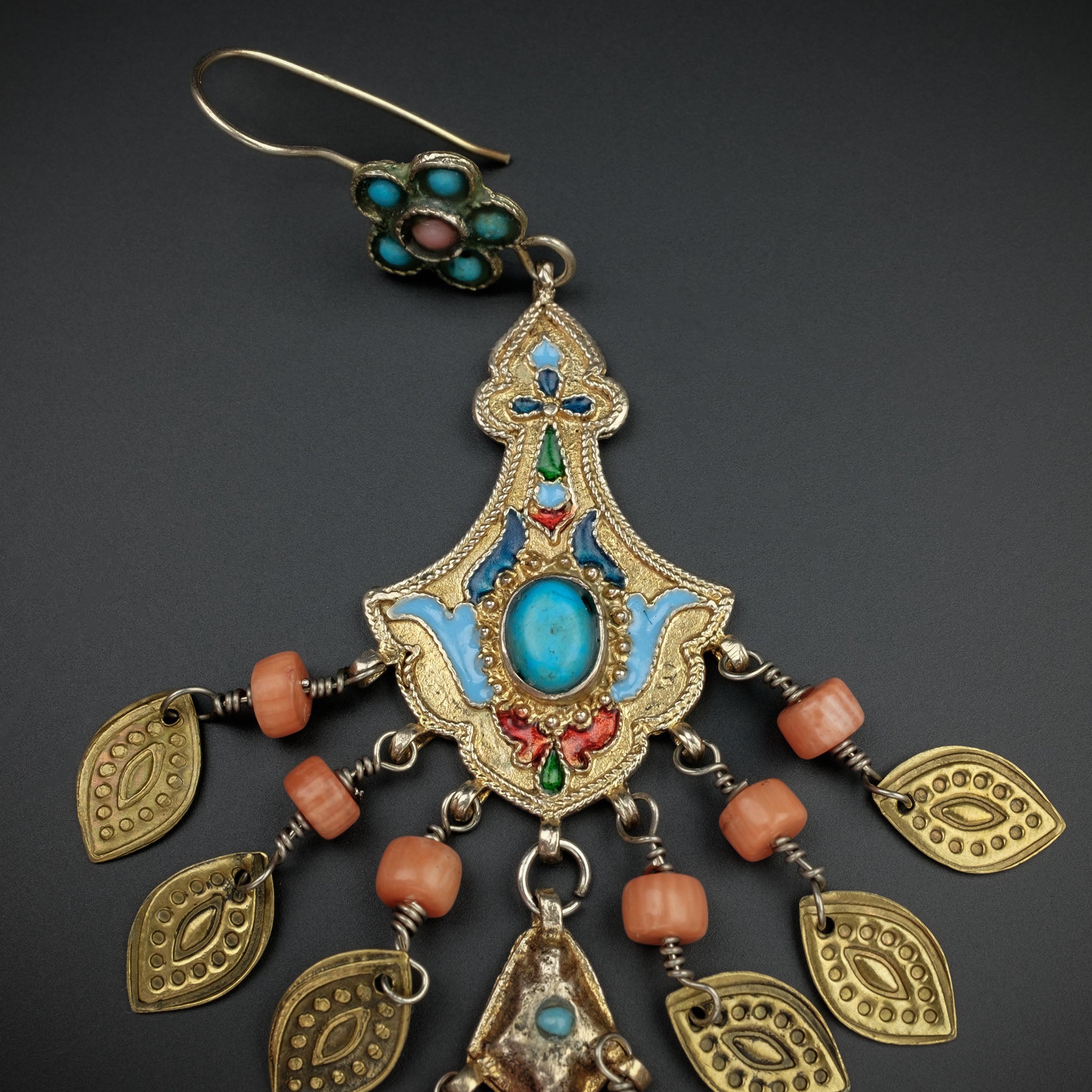 Vintage Uzbek Gilded Silver Earrings