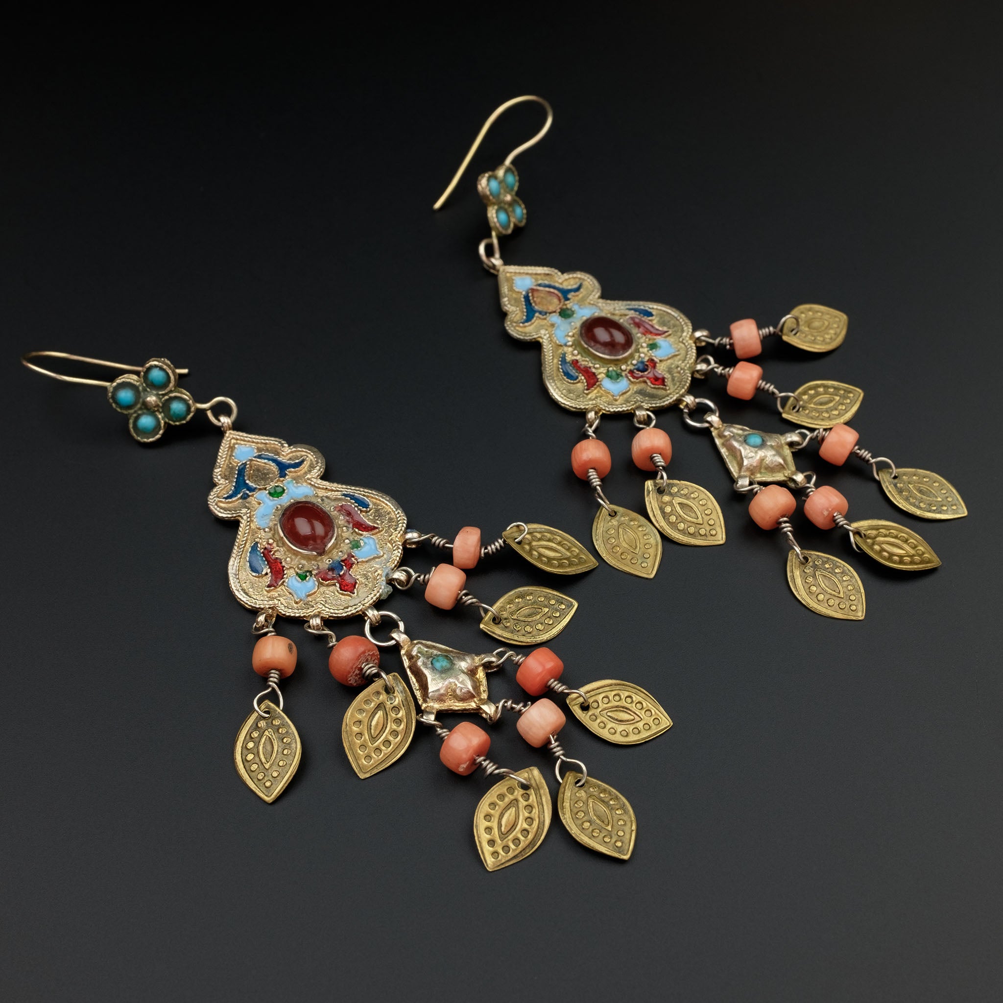 Vintage Uzbek Gilded Silver Earrings