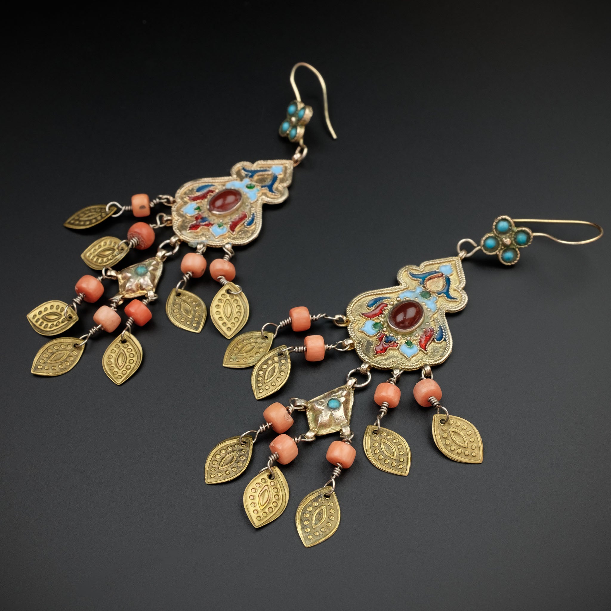 Vintage Uzbek Gilded Silver Earrings