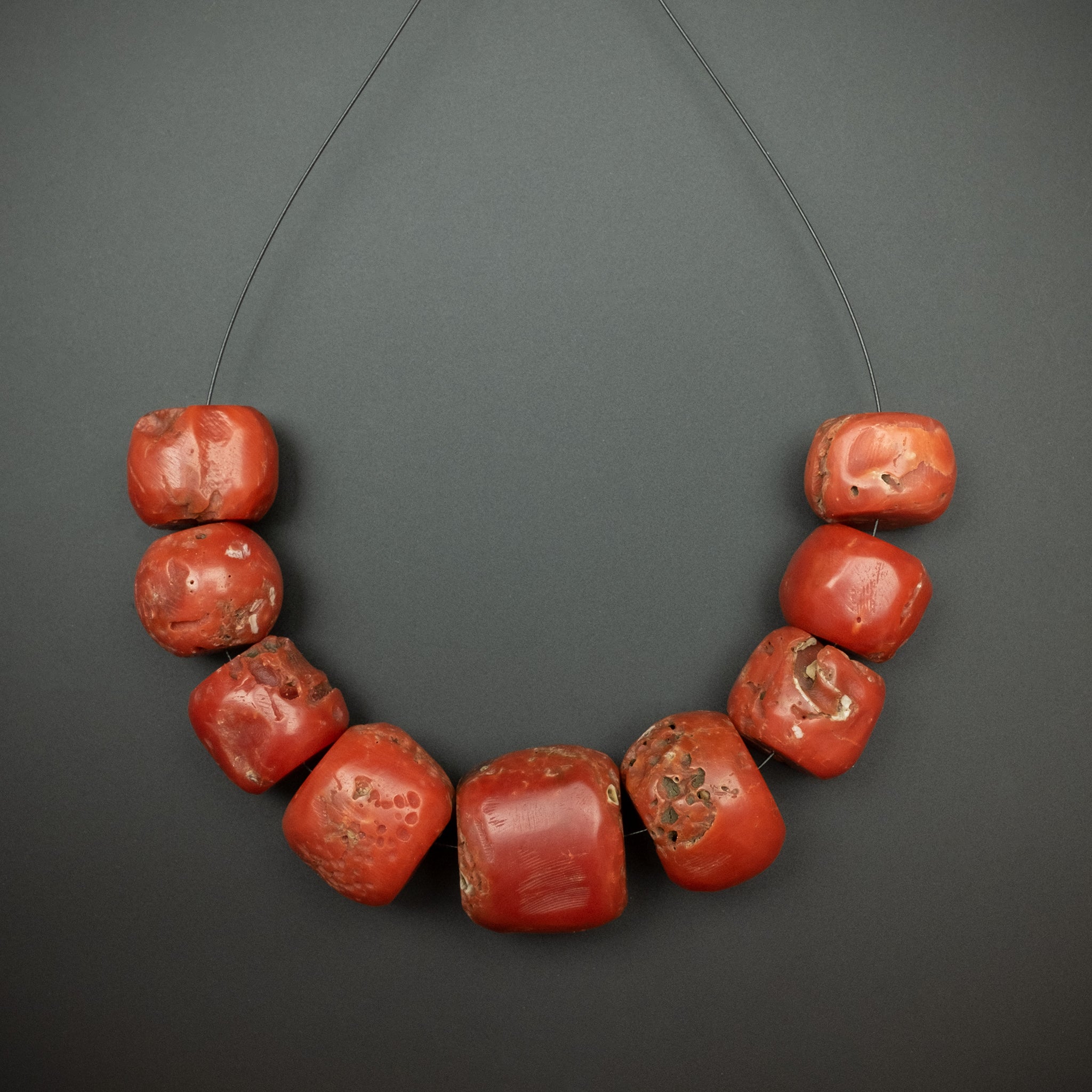 Victorian Carved Coral Flower Necklace